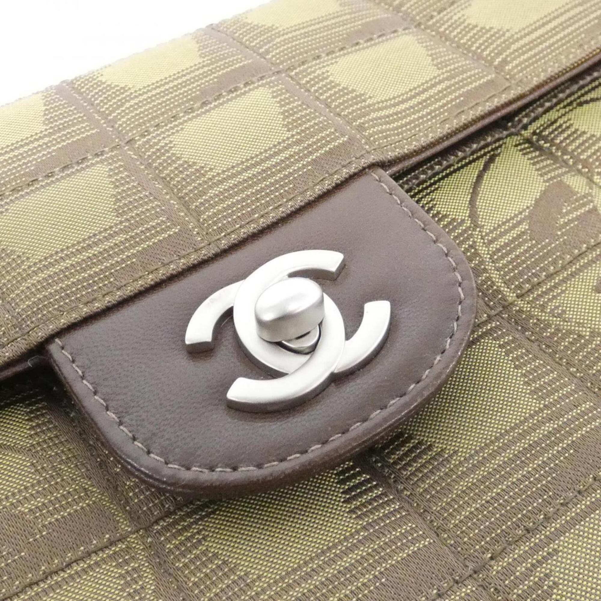 Chanel Travel Line Khaki Nylon Shoulder Bag (Pre-Owned)