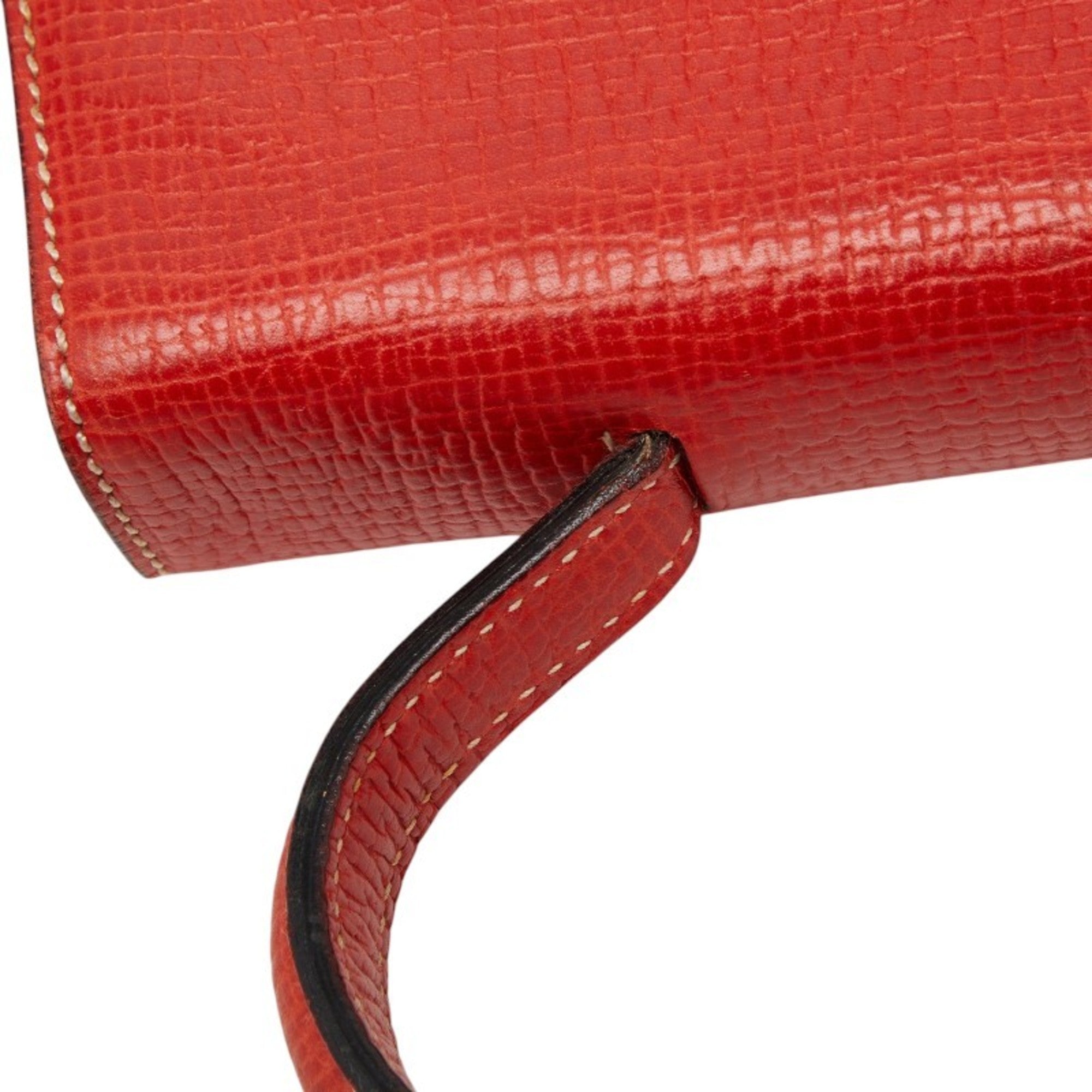Loewe Red Color Leather Handbag Shoulder Bag (Pre-Owned)
