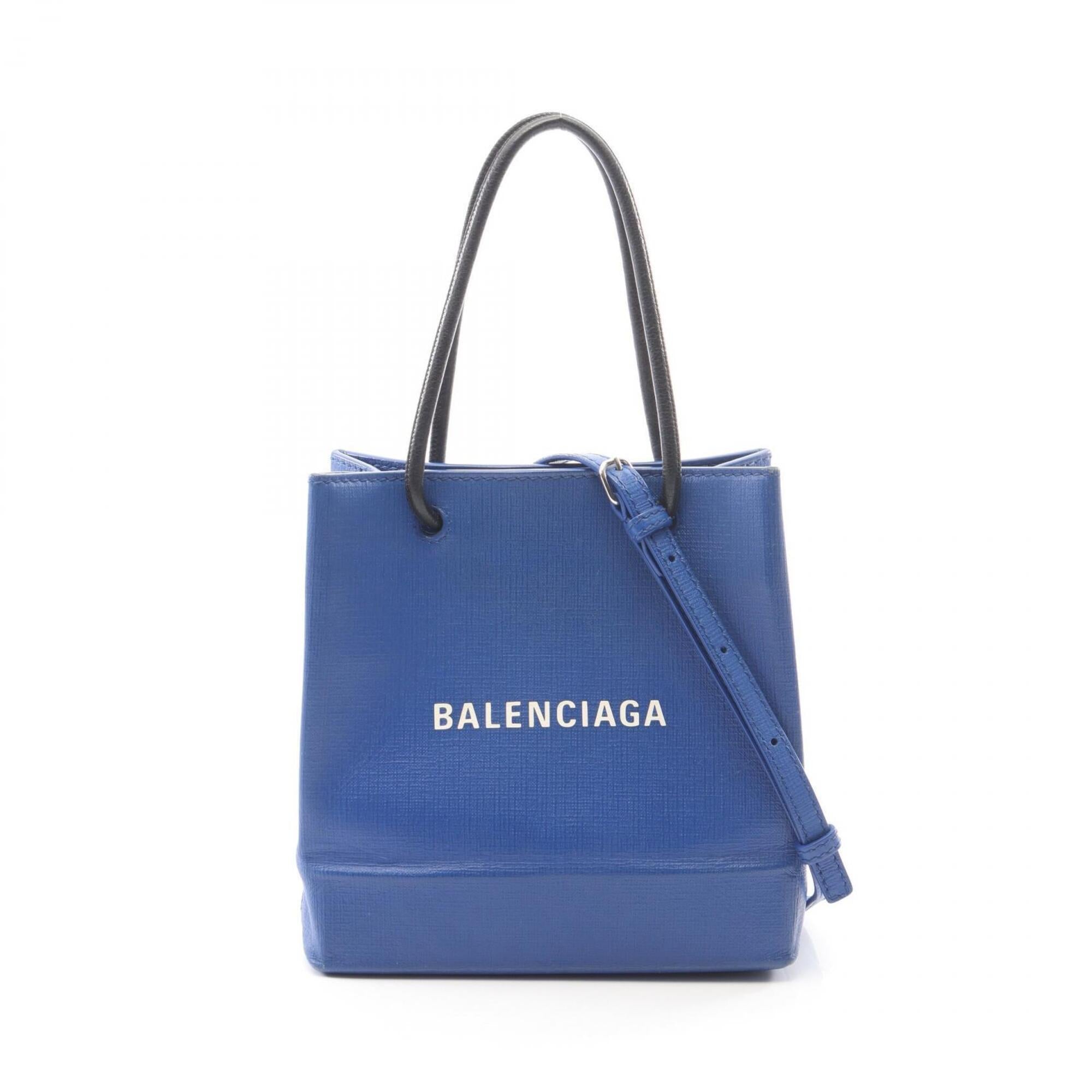 Balenciaga Black Blue Leather Handbag Tote Bag (Pre-Owned)
