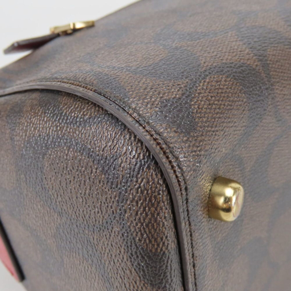 Coach Signature Brown Red Color Signature Line Handbag (Pre-Owned)