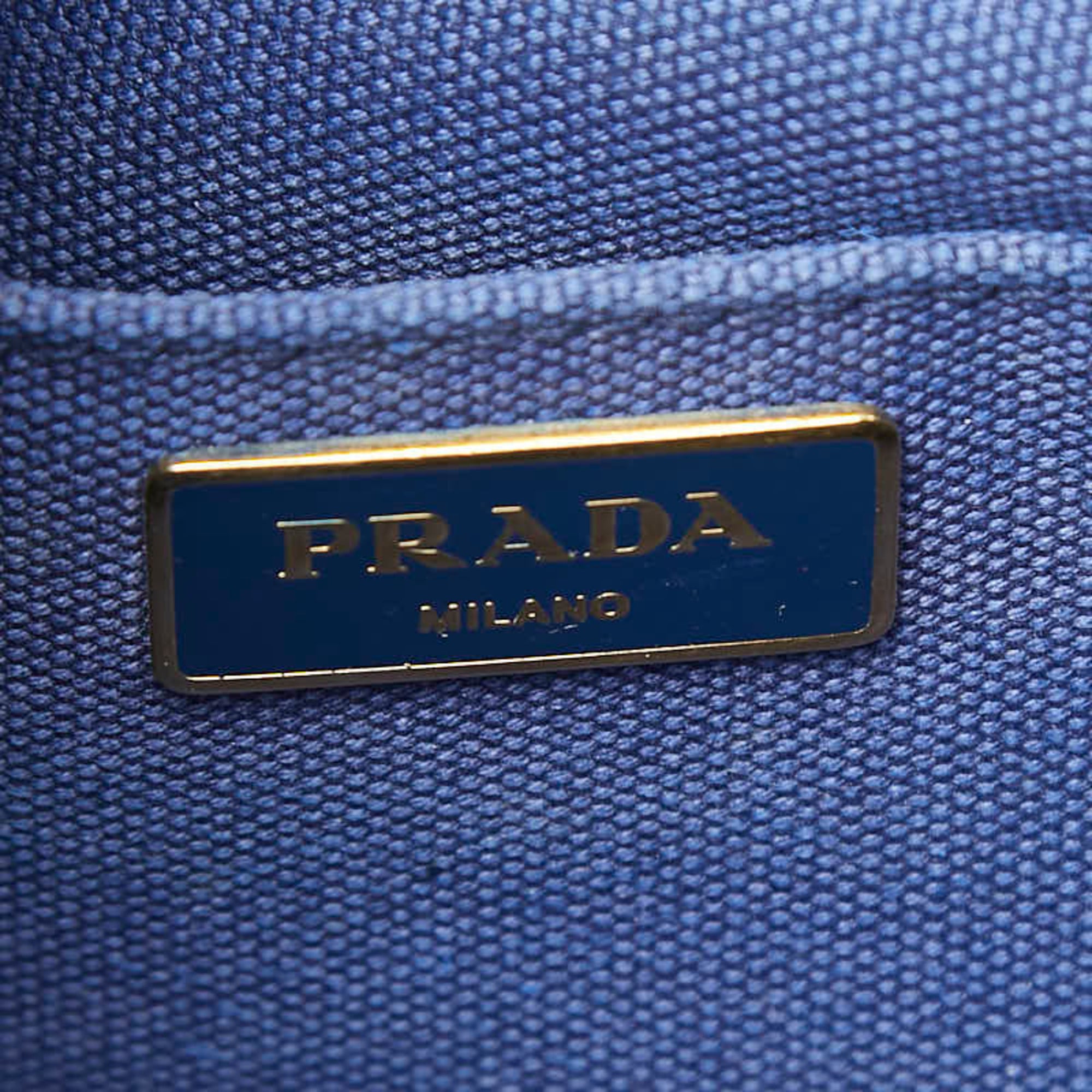 Prada Canapa Blue Canvas Handbag Shoulder Bag (Pre-Owned)