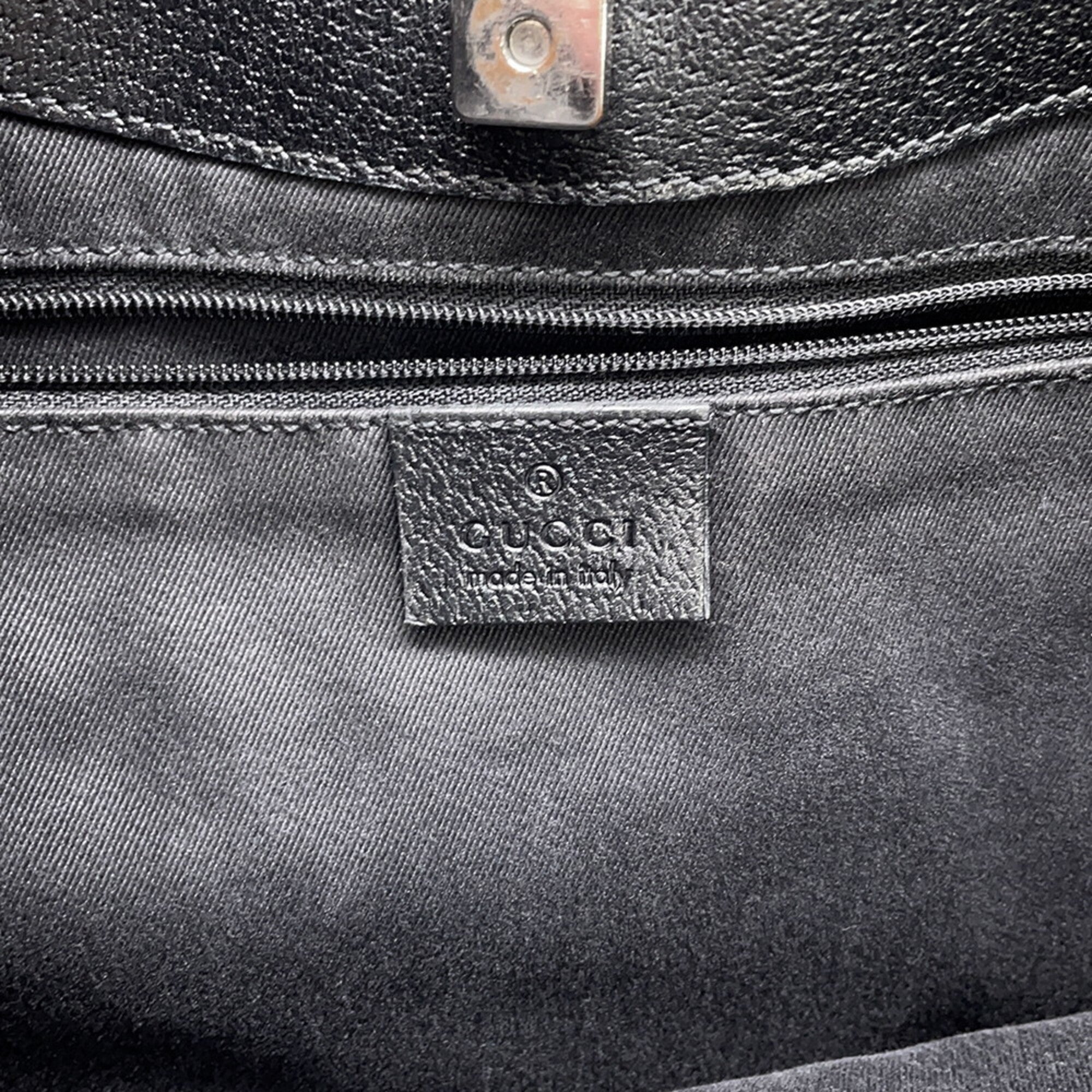 Gucci Black Canvas Leather Tote Bag (Pre-Owned)