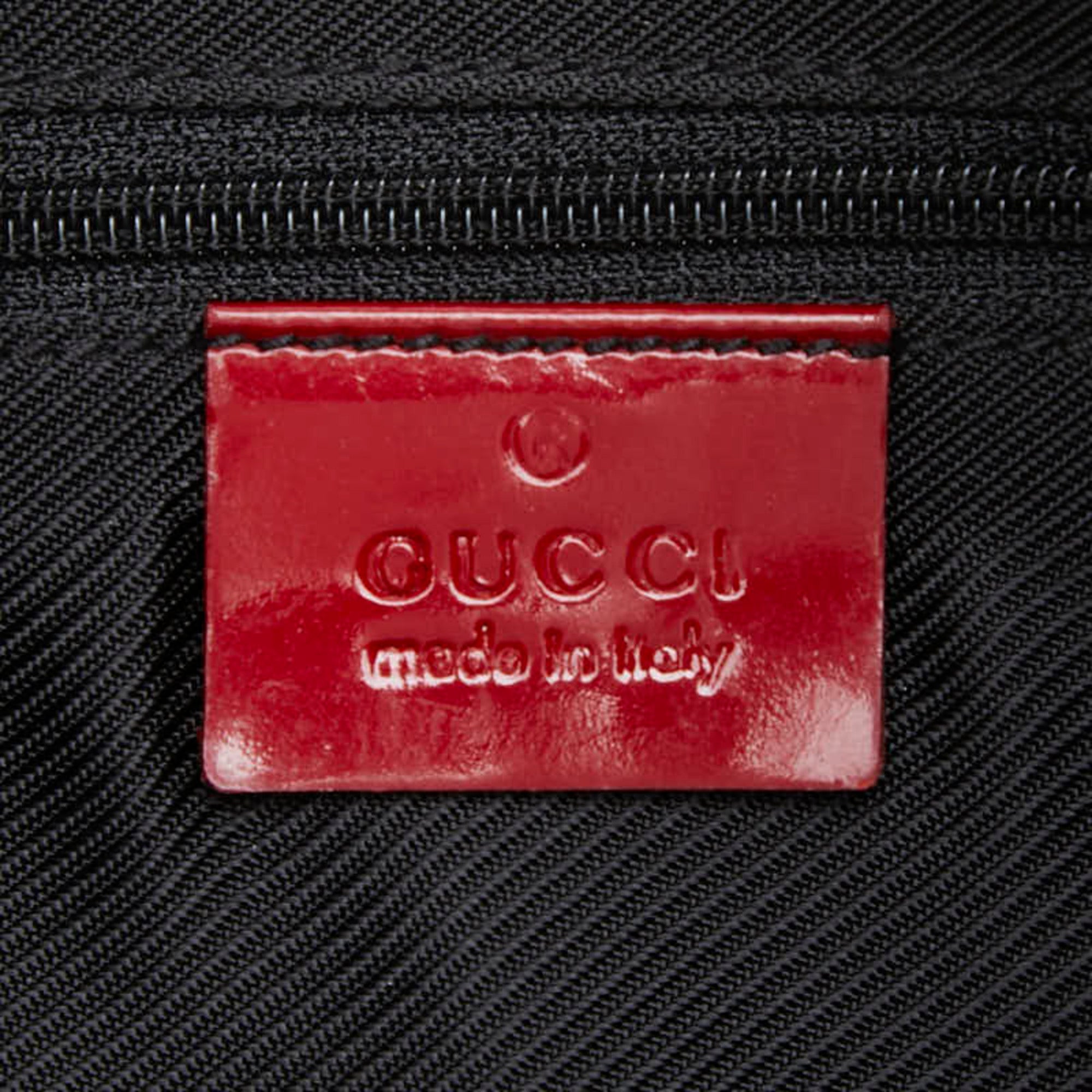 Gucci Red Color Canvas Patent Leather Shoulder Bag (Pre-Owned)