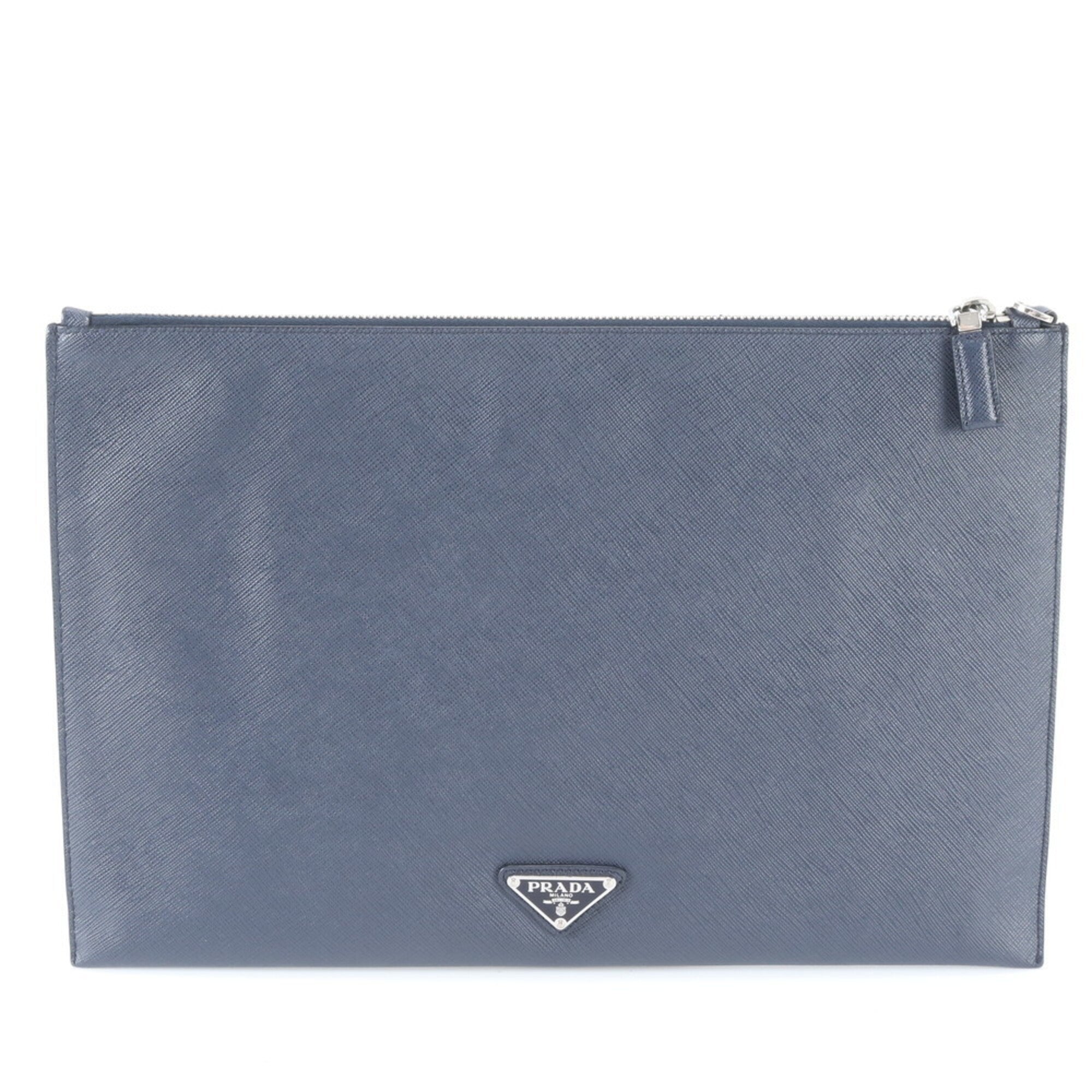 Prada Saffiano Navy Leather Handbag (Pre-Owned)