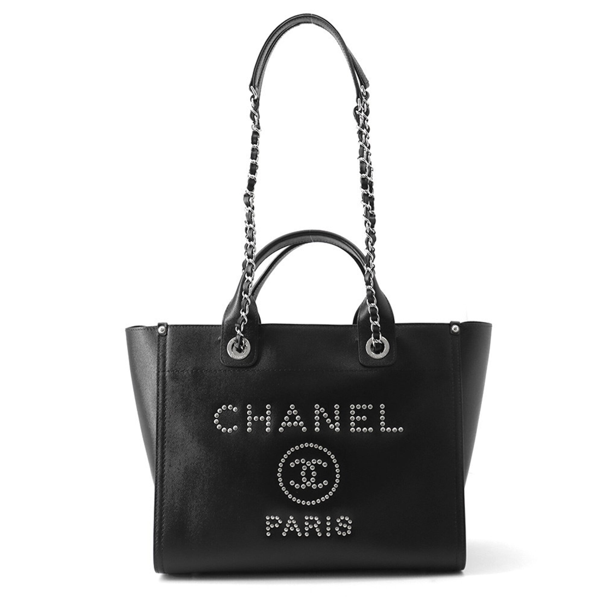 Chanel Black Grained Calfskin Handbag Shopping Bag Tote Bag (Pre-Owned)