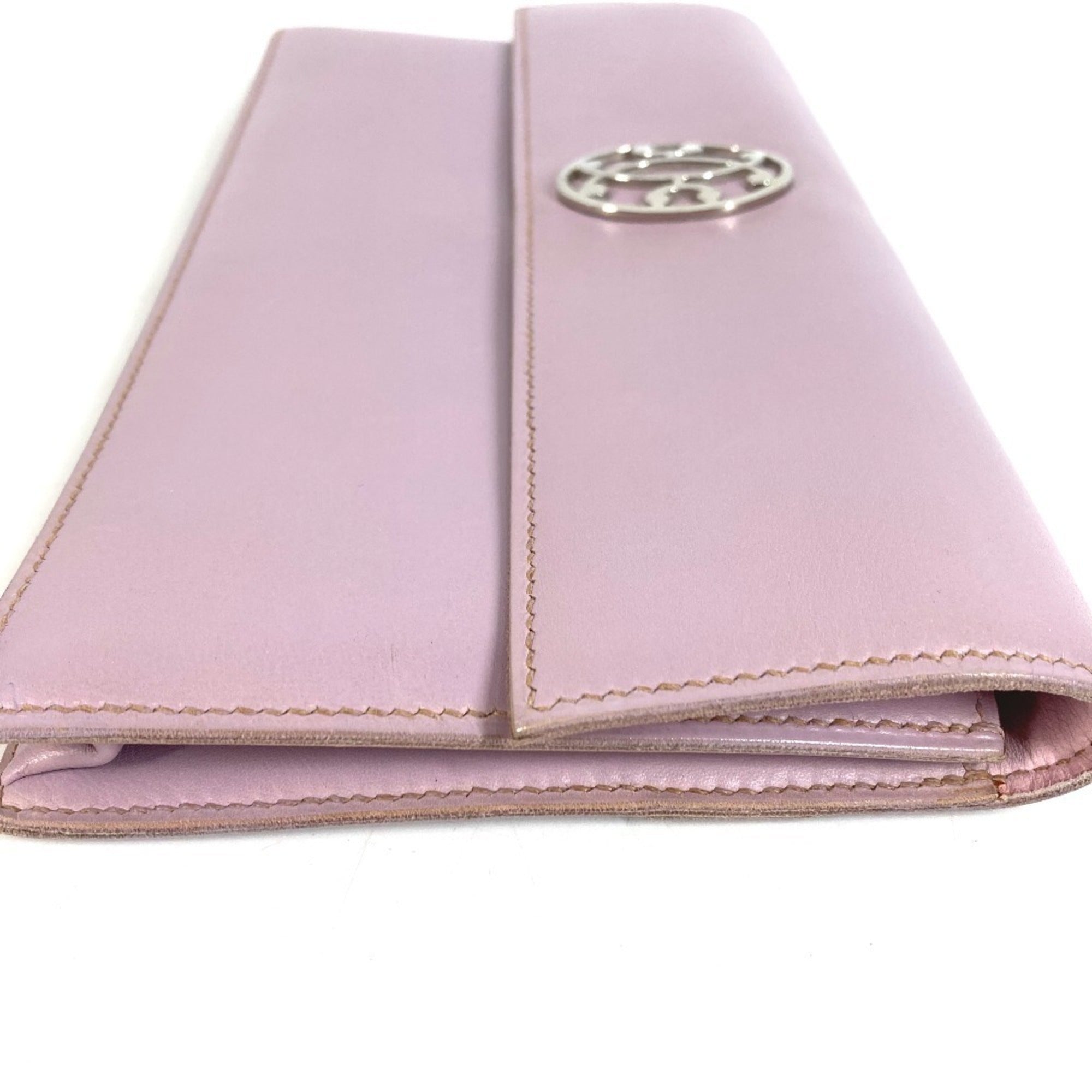 Hermes Pink Purple Leather Clutch Bag Handbag Pouch (Pre-Owned)
