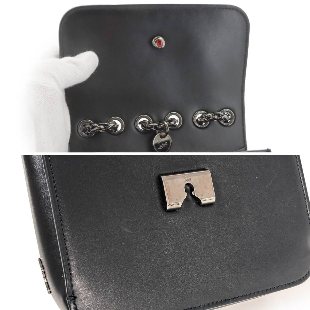 Christian Louboutin Black Leather Handbag Shoulder Bag (Pre-Owned)