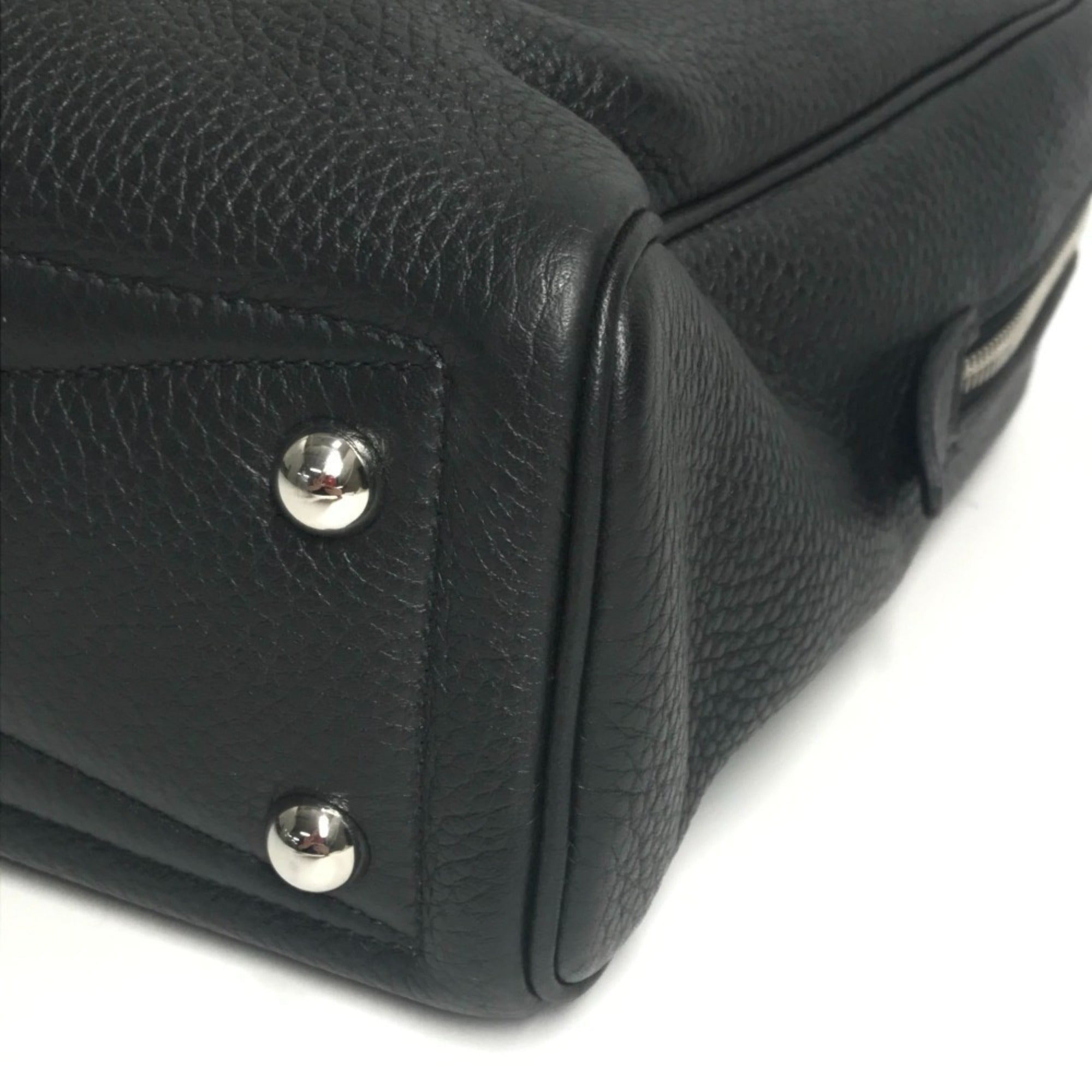 Hermes Black Taurillon Clemence Leather Handbag Tote Bag (Pre-Owned)