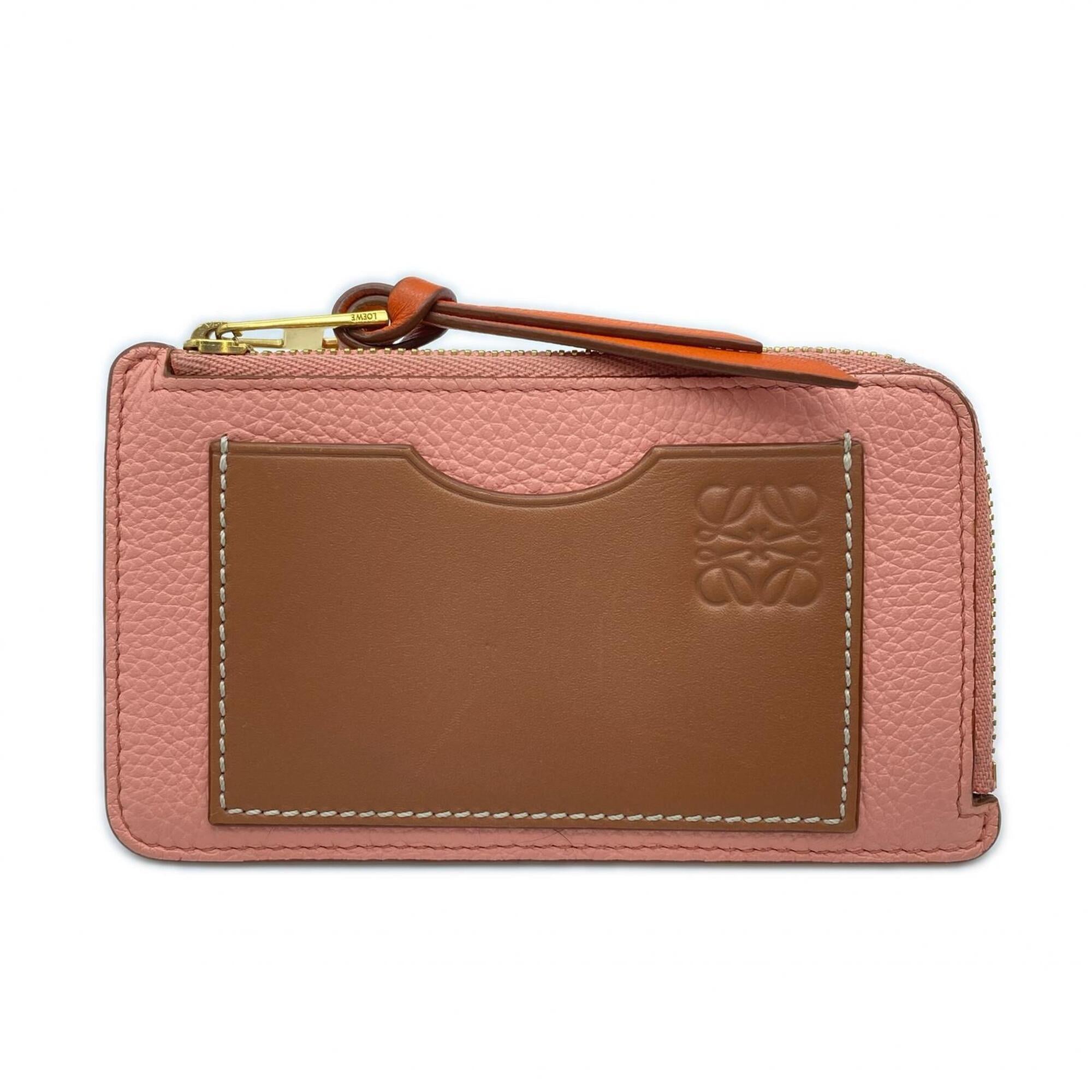 Loewe Pink Orange Leather Coin Purse/Coin Case (Pre-Owned)