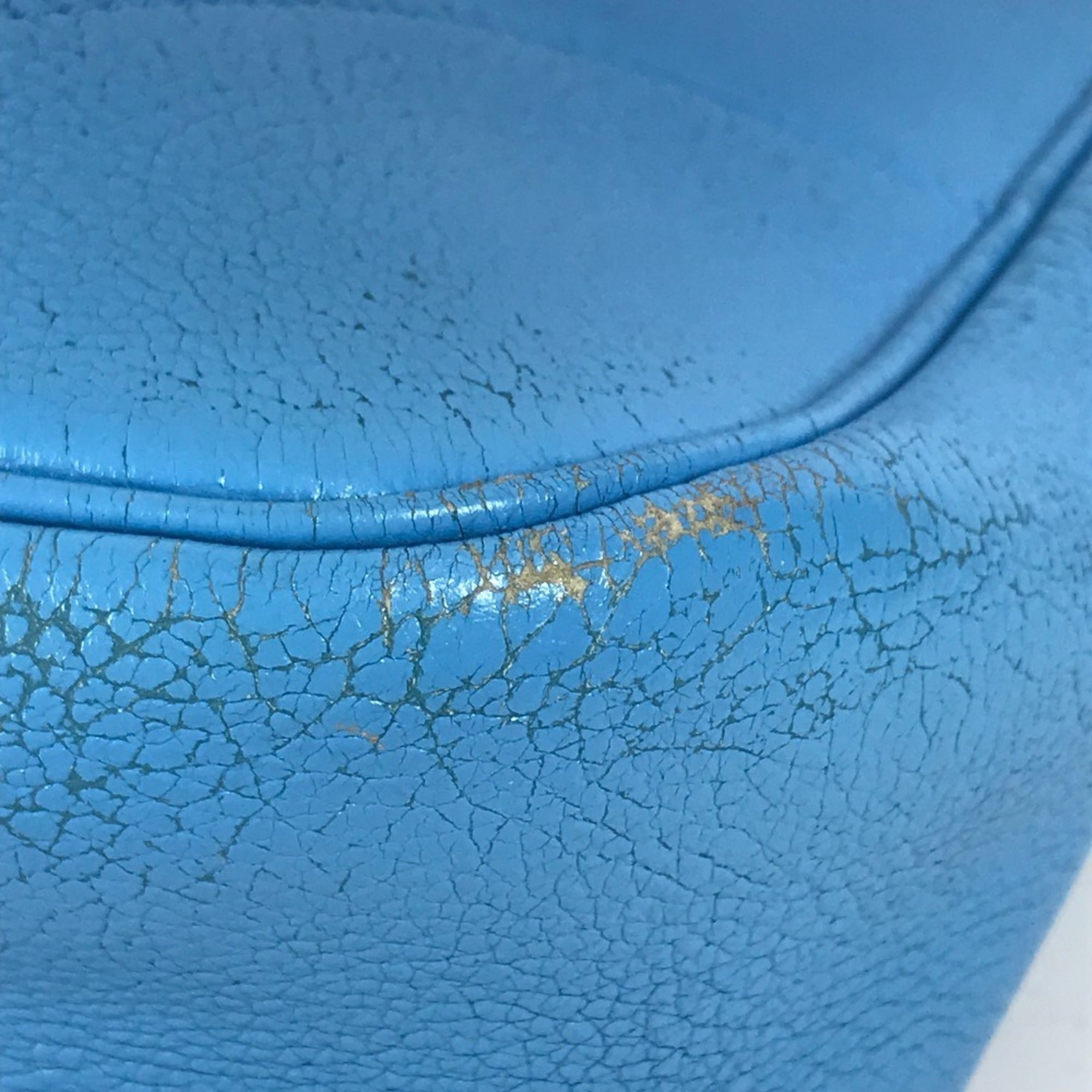 Hermes Trim Blue Leather Shoulder Bag Tote Bag (Pre-Owned)