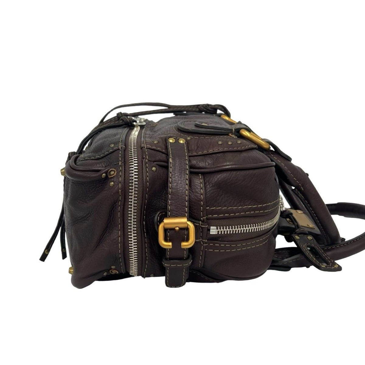 Chloé Brown Leather Boston Bag Handbag (Pre-Owned)