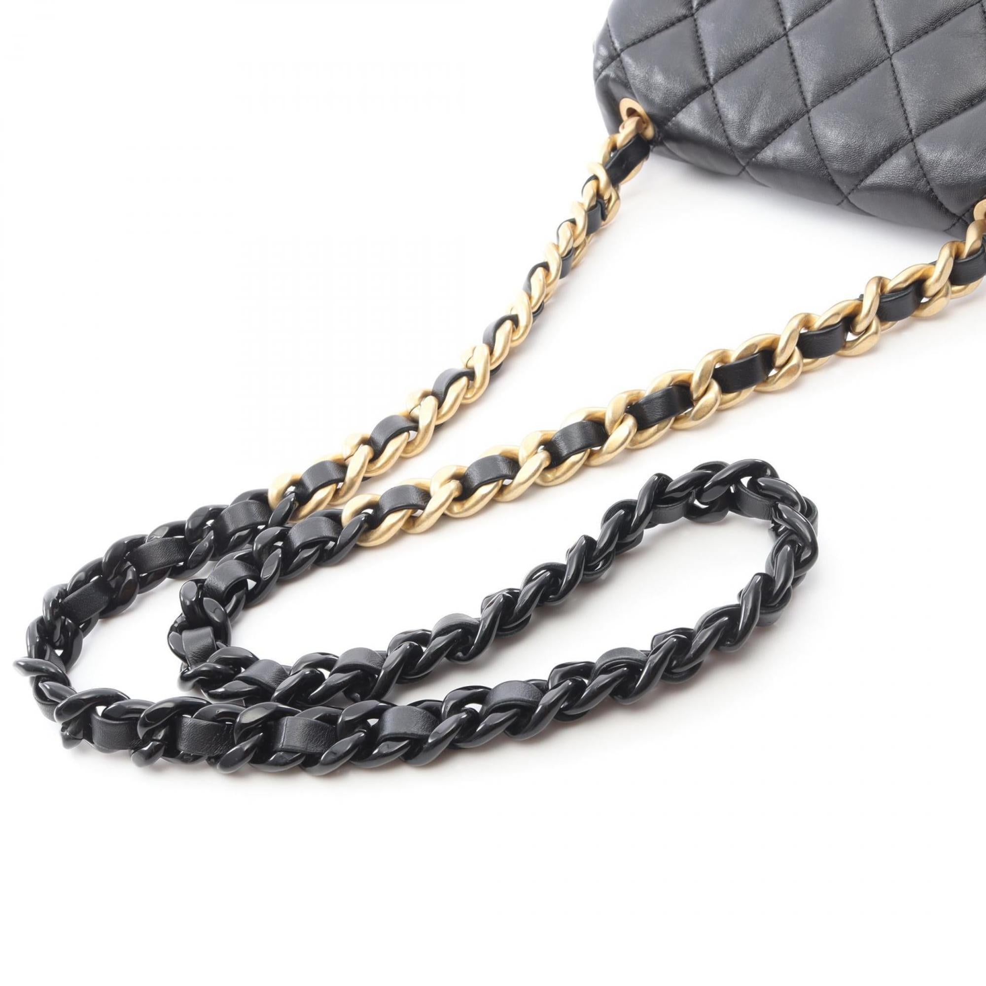 Chanel Black Leather Handbag Shoulder Bag (Pre-Owned)