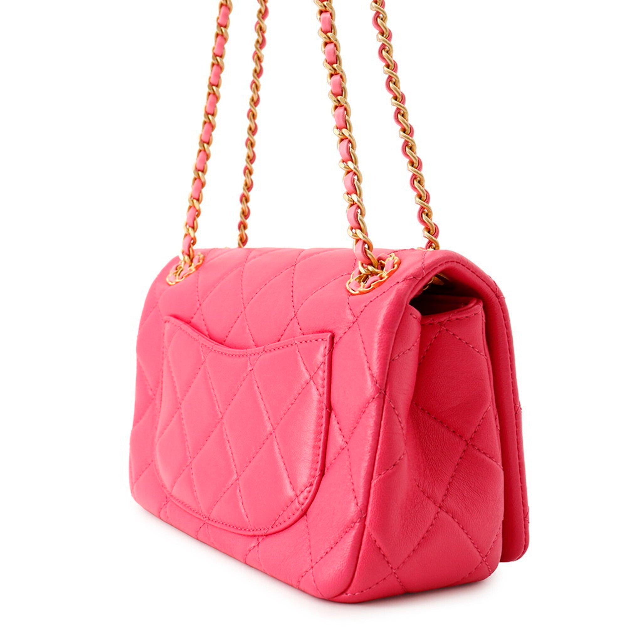 Chanel Matelasse Pink Leather Handbag Shoulder Bag (Pre-Owned)
