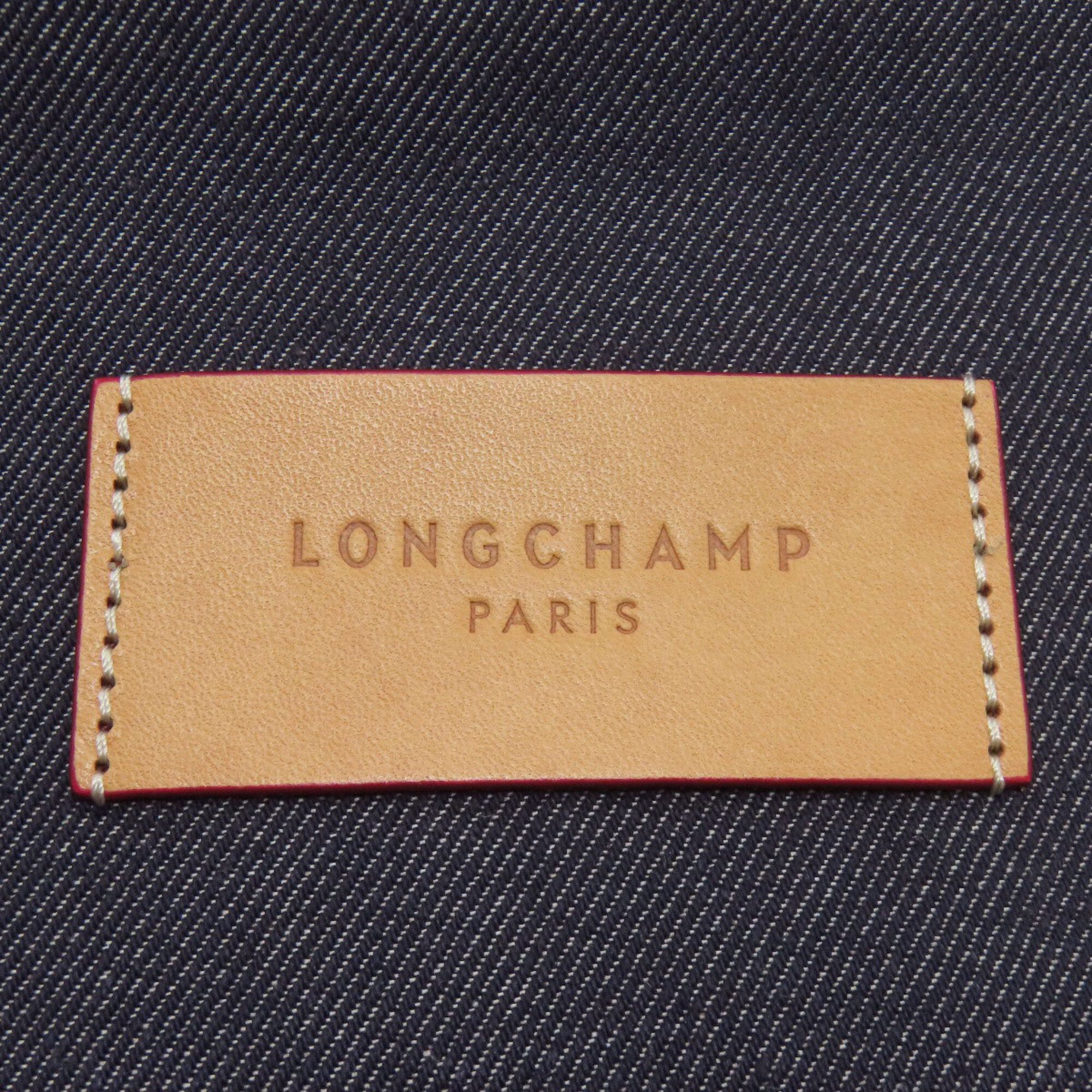 Longchamp Navy Canvas Shopping Bag Tote Bag (Pre-Owned)