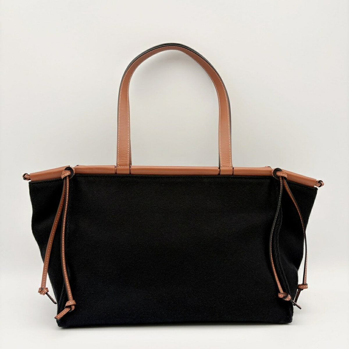 Loewe Black Canvas Leather Shoulder Bag Tote Bag (Pre-Owned)