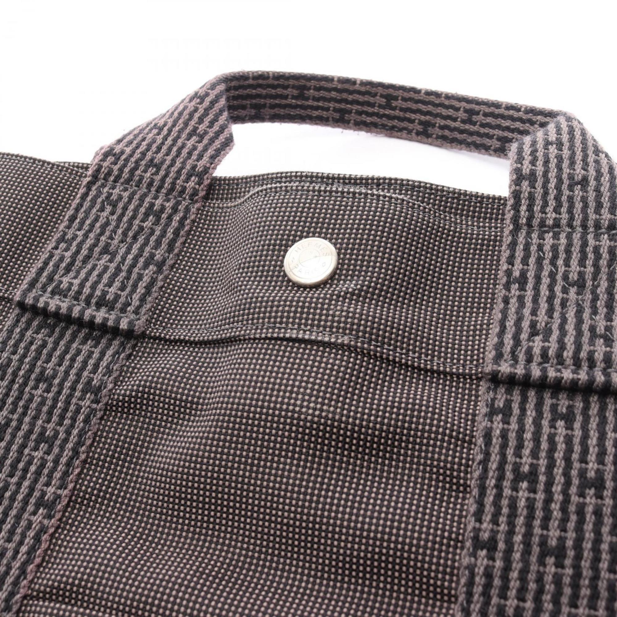 Hermes Gray Nylon Canvas Handbag Tote Bag (Pre-Owned)