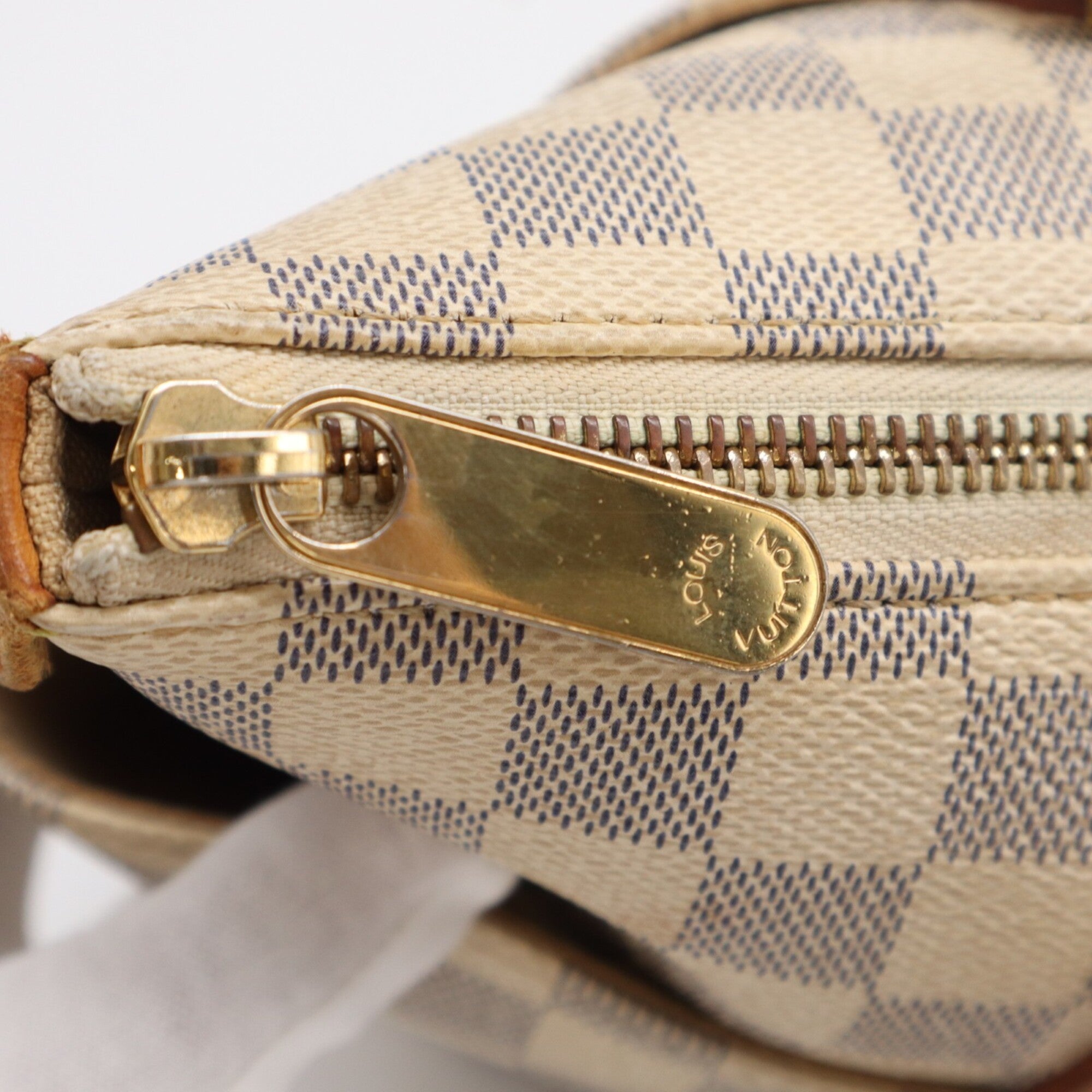 Louis Vuitton Azur Beige Brown Leather Coated Canvas Handbag (Pre-Owned)