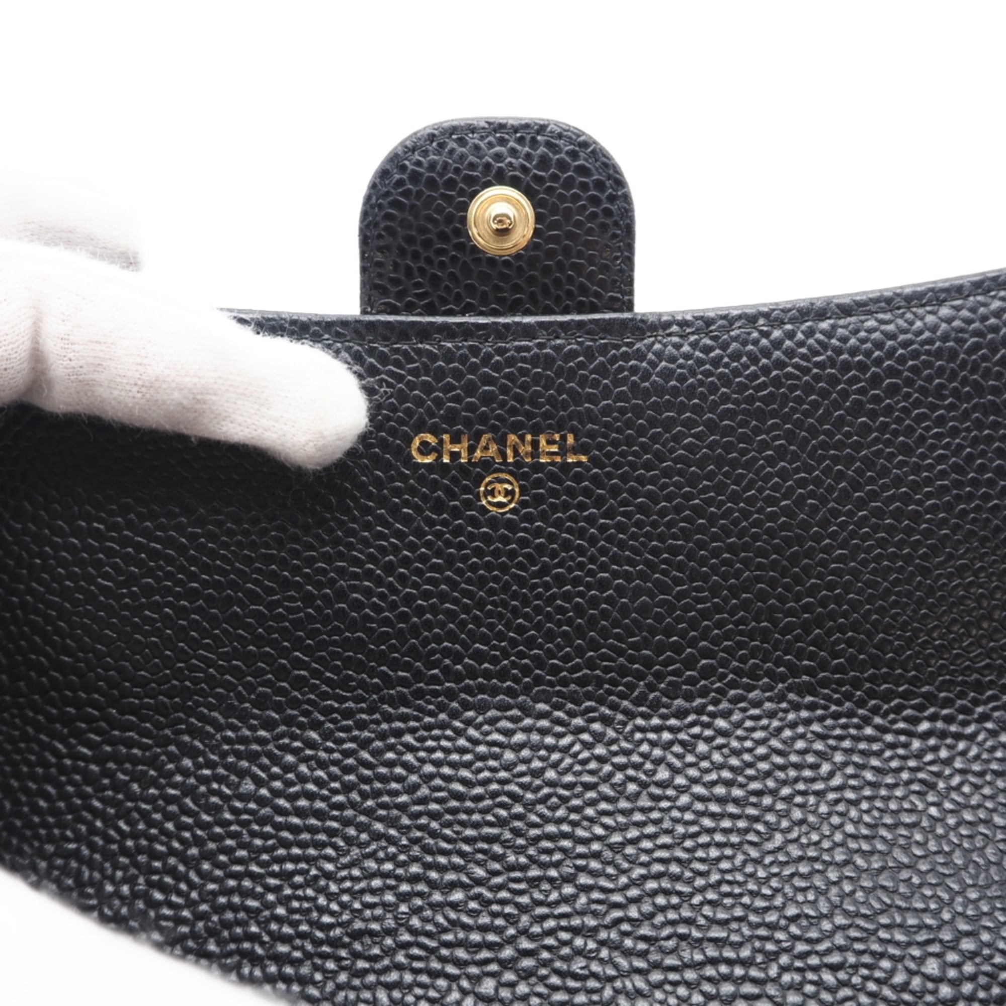 Chanel Black Grained Calfskin Long Wallet (Bi-Fold) (Pre-Owned)