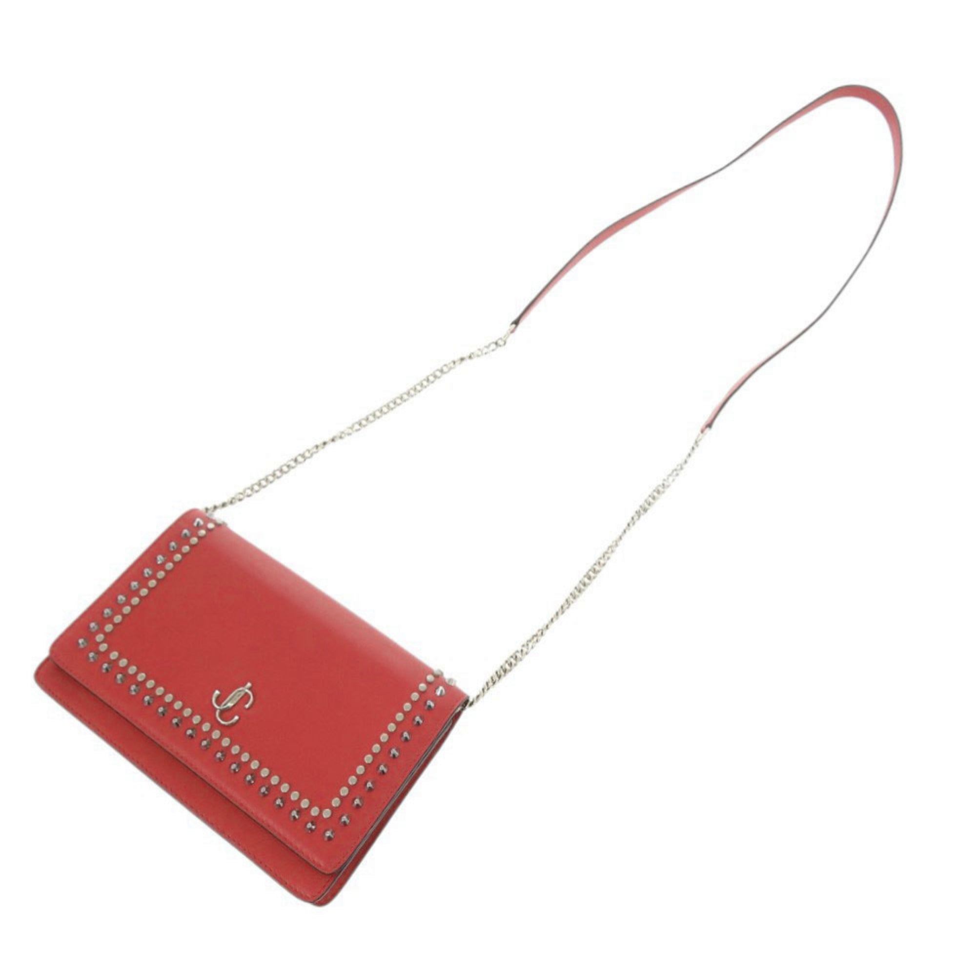 Jimmy Choo Red Color Leather Shoulder Bag (Pre-Owned)