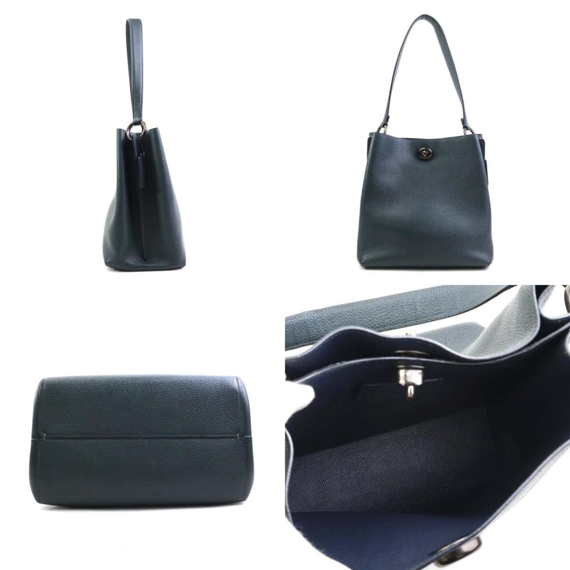Coach Dark Green Leather Handbag Shoulder Bag (Pre-Owned)