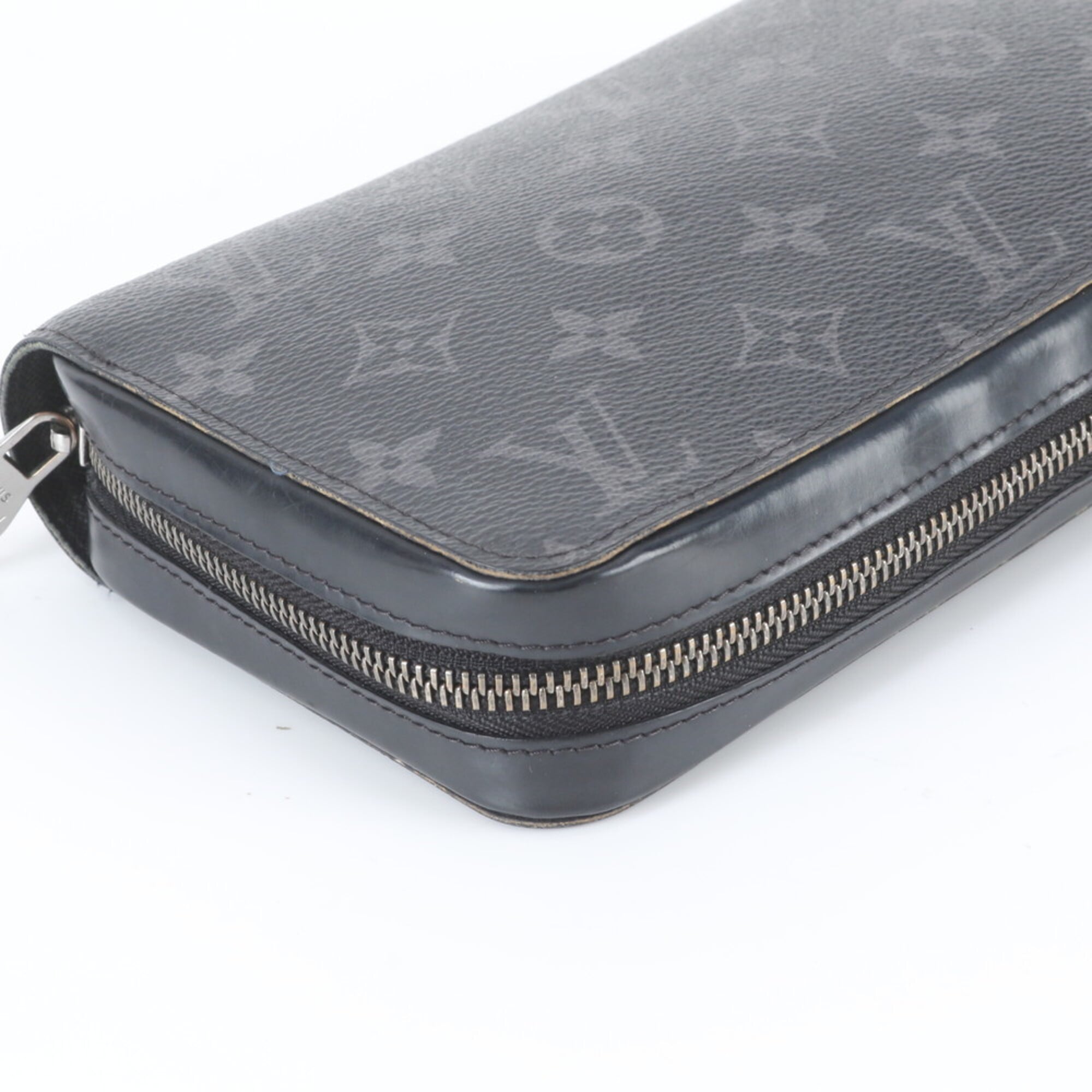 Louis Vuitton Black Leather Coated Canvas Long Wallet (Bi-Fold) (Pre-Owned)