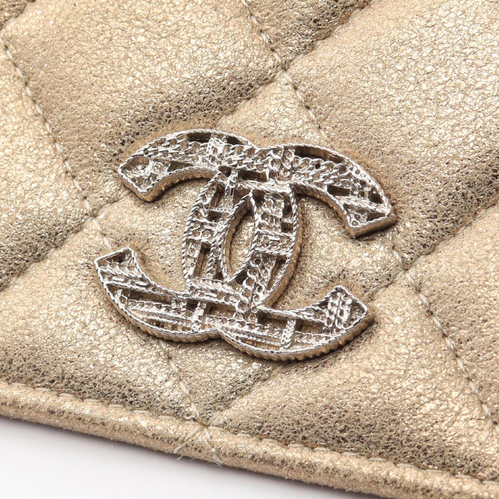 Chanel Gold Leather Handbag Shoulder Bag (Pre-Owned)