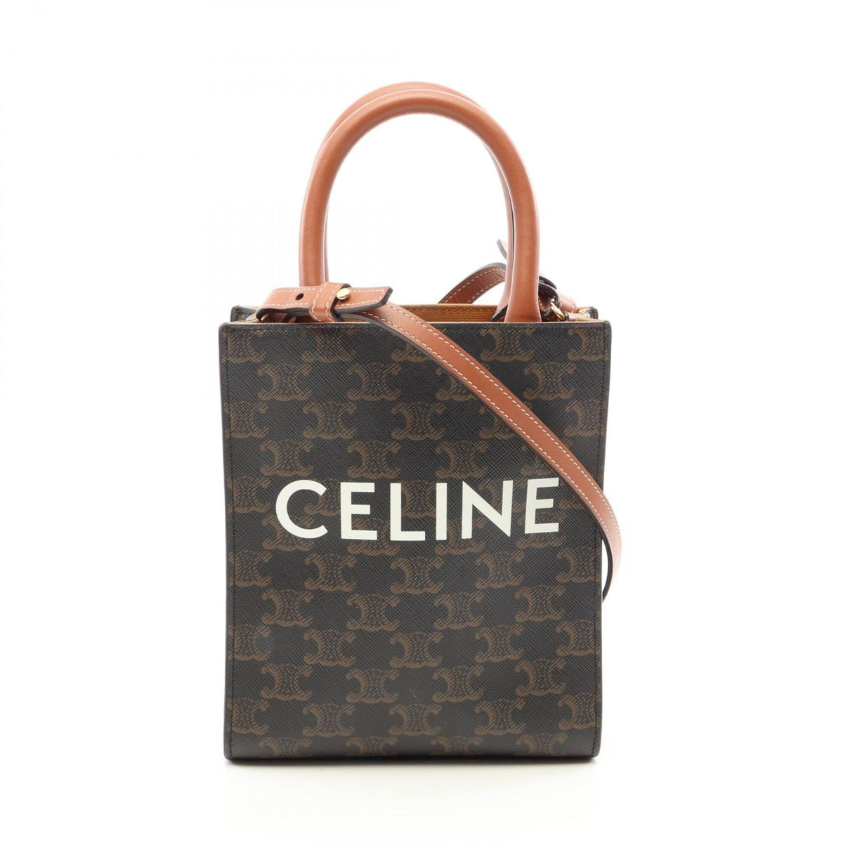 Celine Black Brown Coated Canvas Leather Handbag (Pre-Owned)