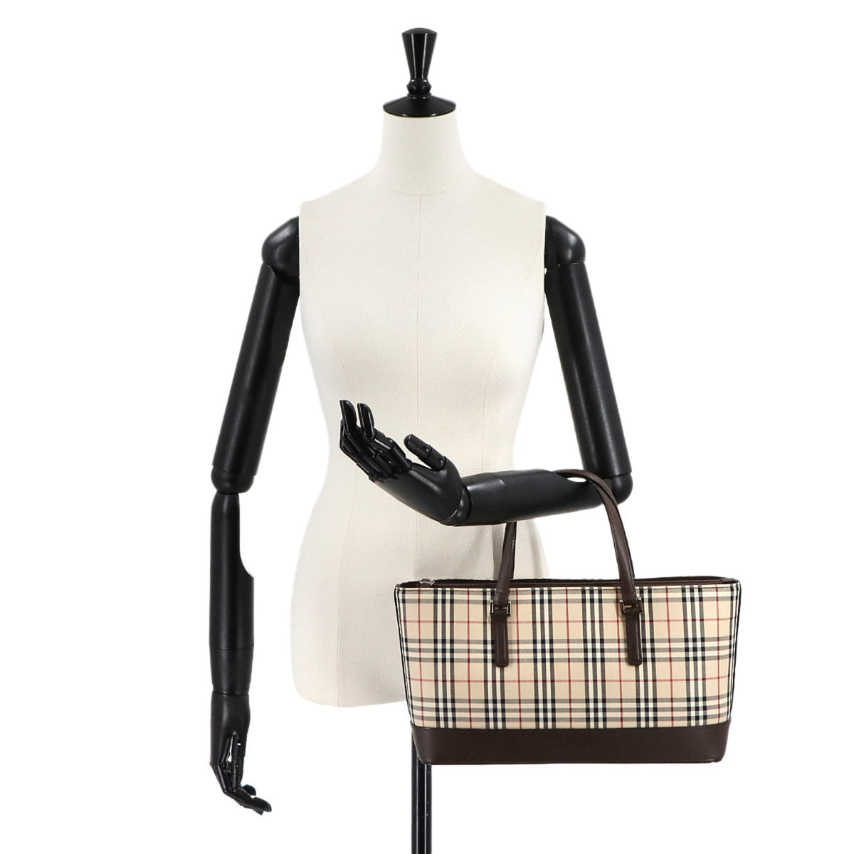 Burberry Beige Brown Canvas Leather Handbag (Pre-Owned)