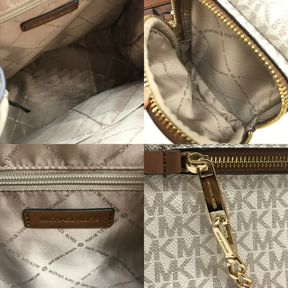 Michael Kors Brown Ivory Pvc Backpack (Pre-Owned)