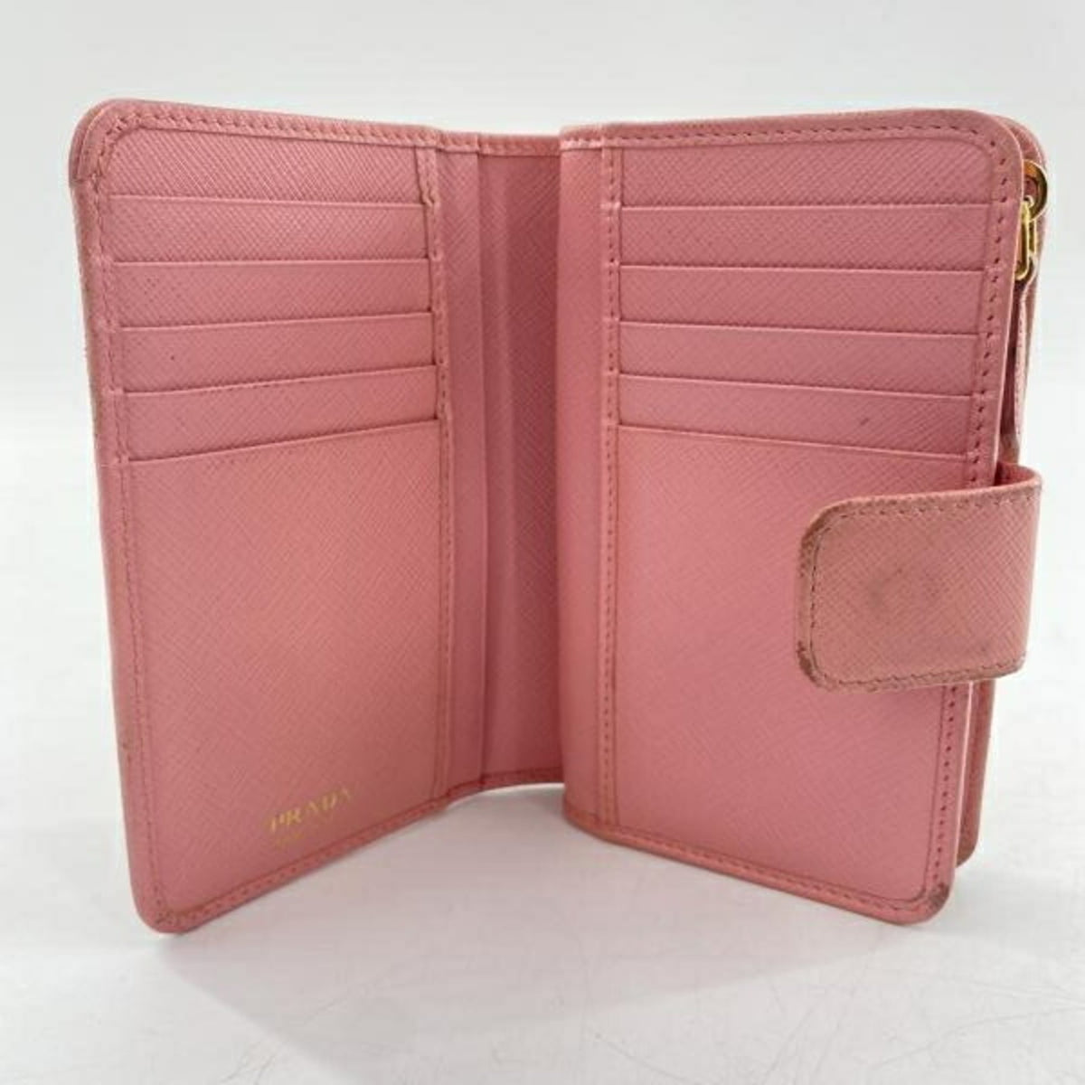 Prada Pink Saffiano Triangle Wallet (Bi-Fold) (Pre-Owned)