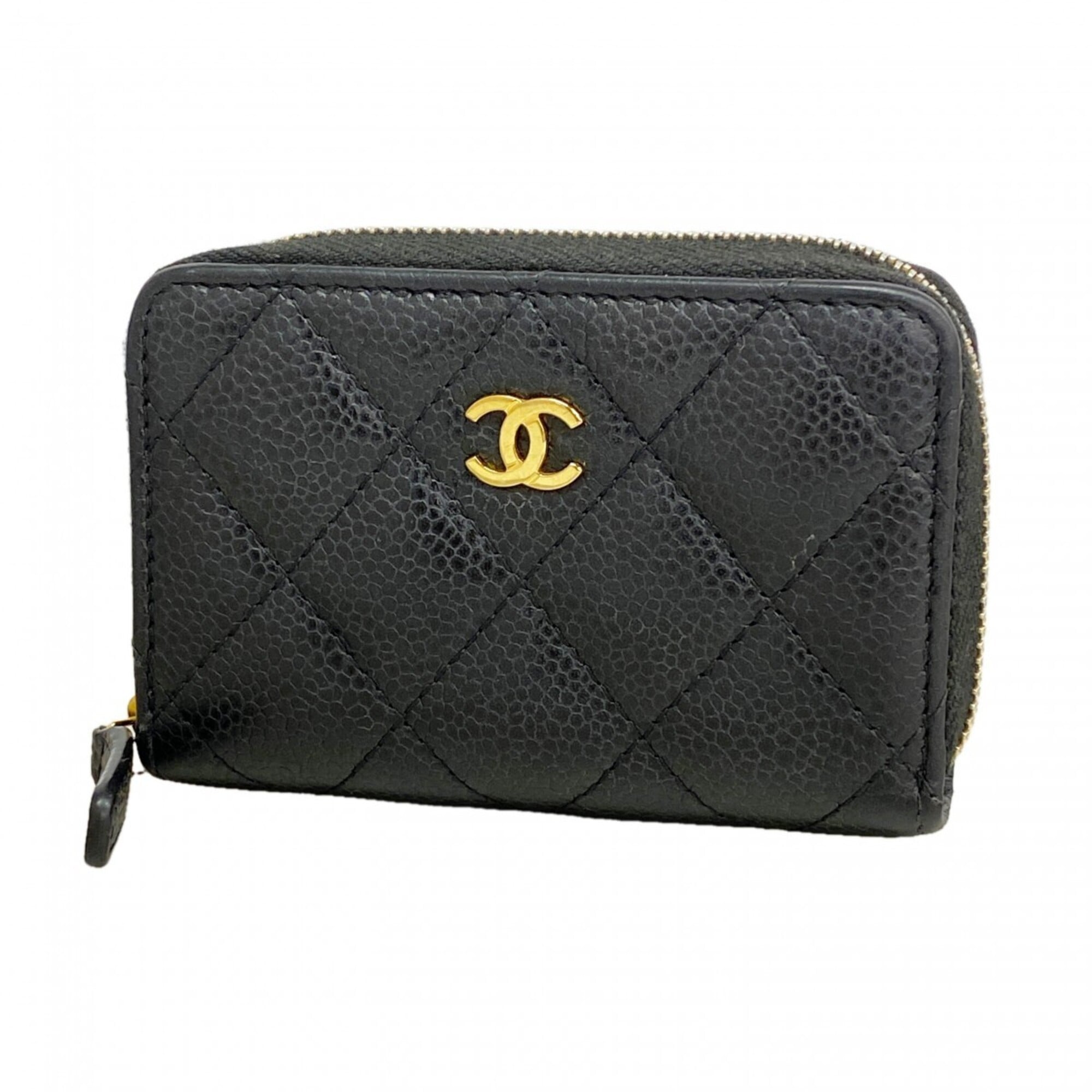 Chanel Black Grained Calfskin Coin Purse/Coin Case (Pre-Owned)