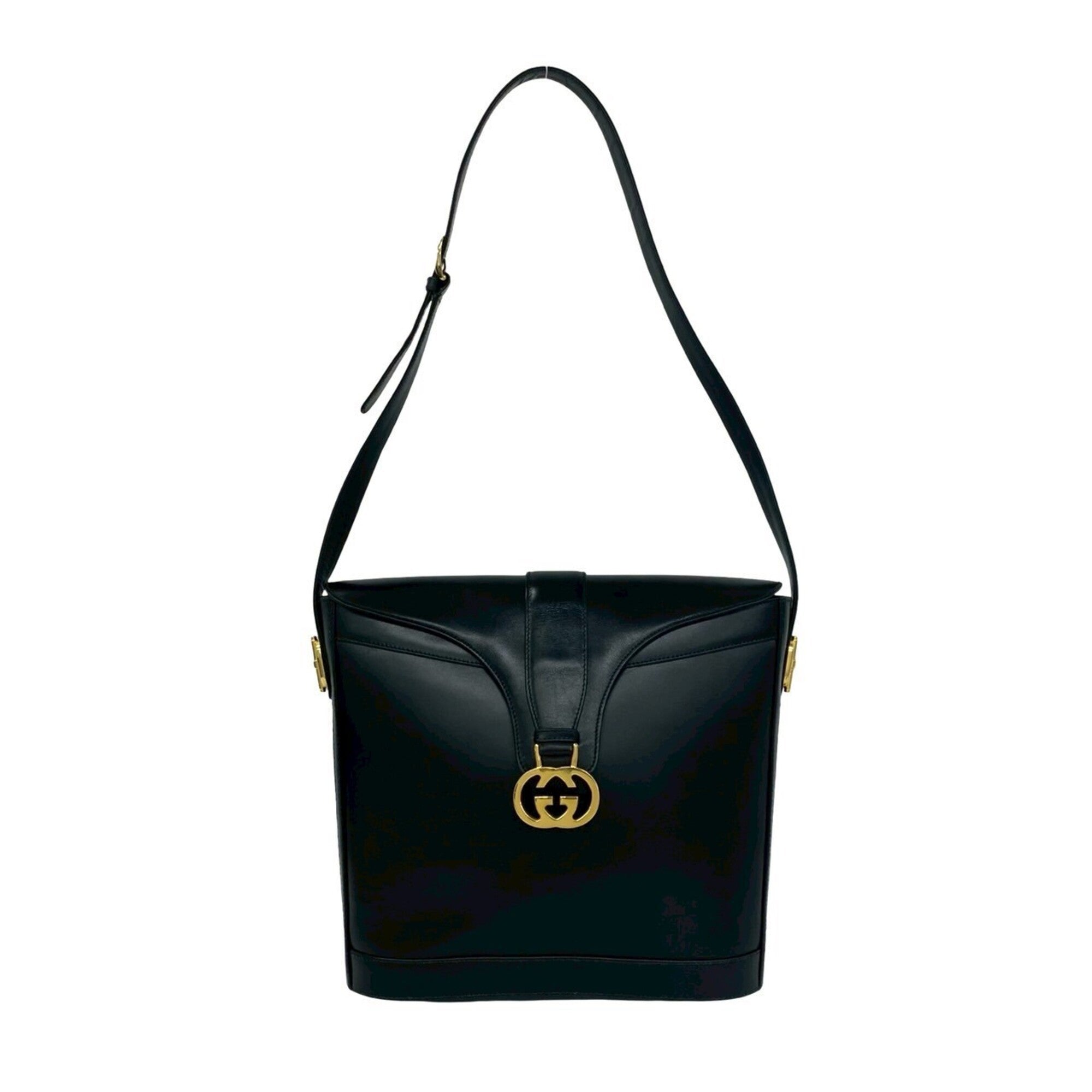 Gucci Black Green Red Color Leather Shoulder Bag (Pre-Owned)