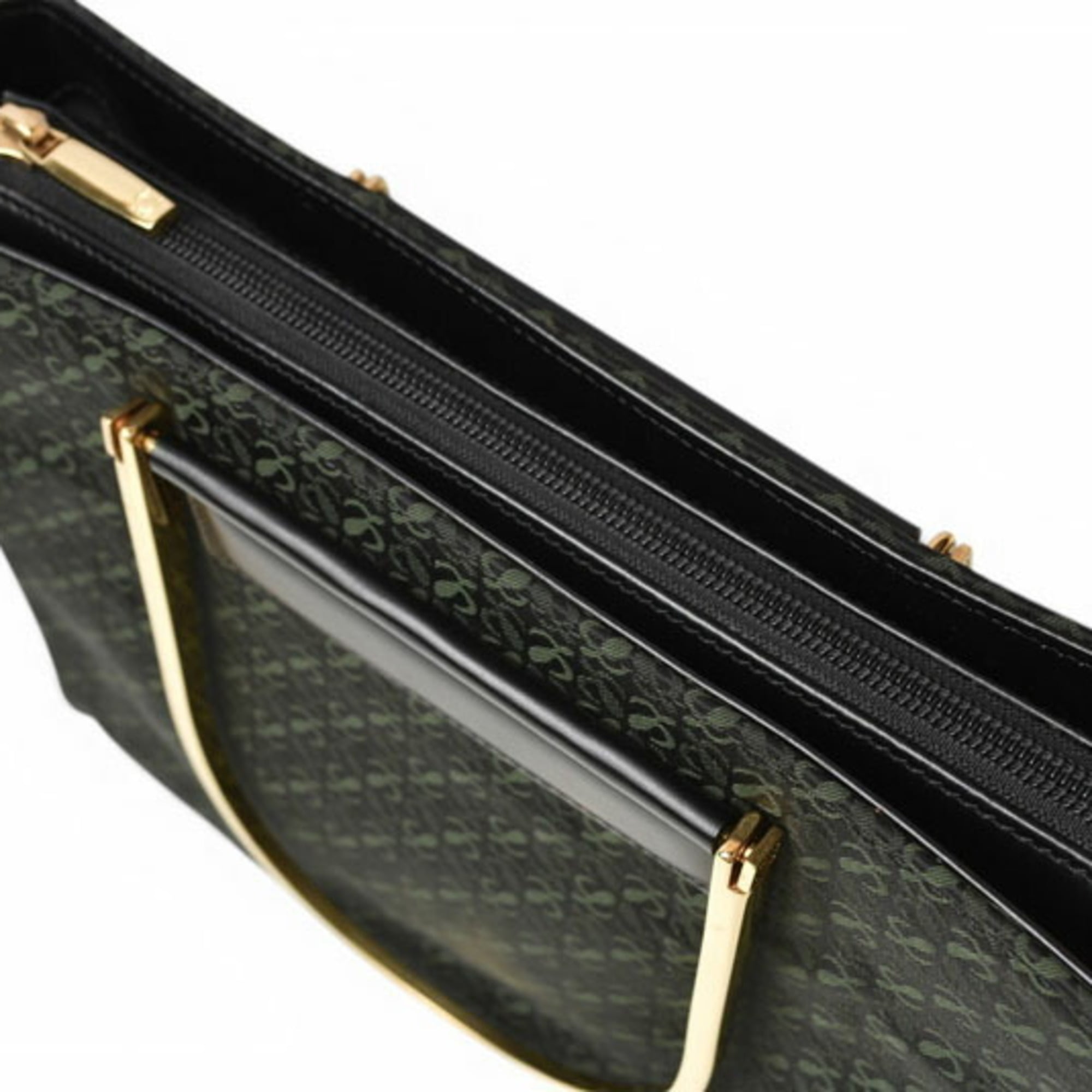 Loewe Black Green Leather Canvas Handbag (Pre-Owned)