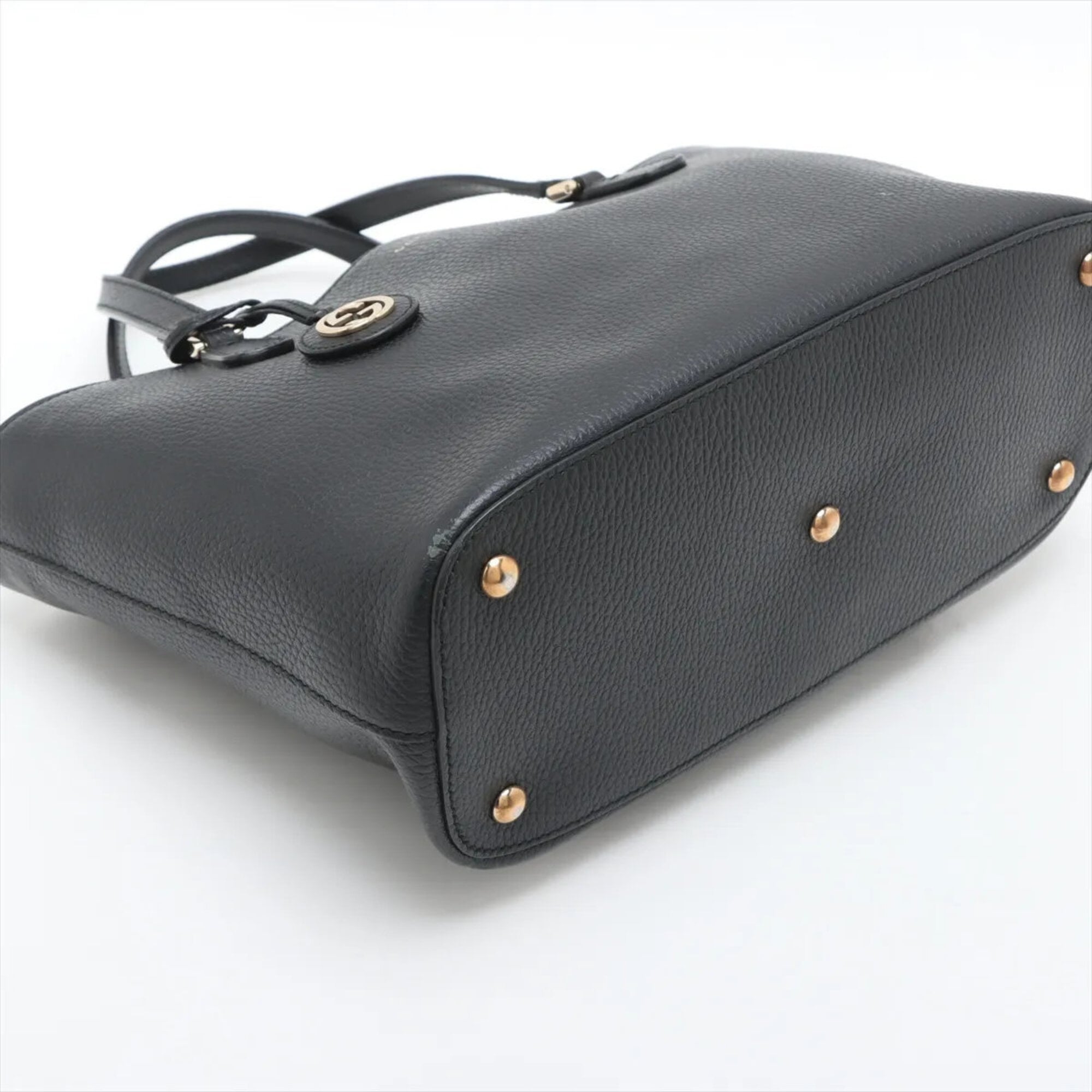 Gucci Black Leather Handbag Shoulder Bag Tote Bag (Pre-Owned)