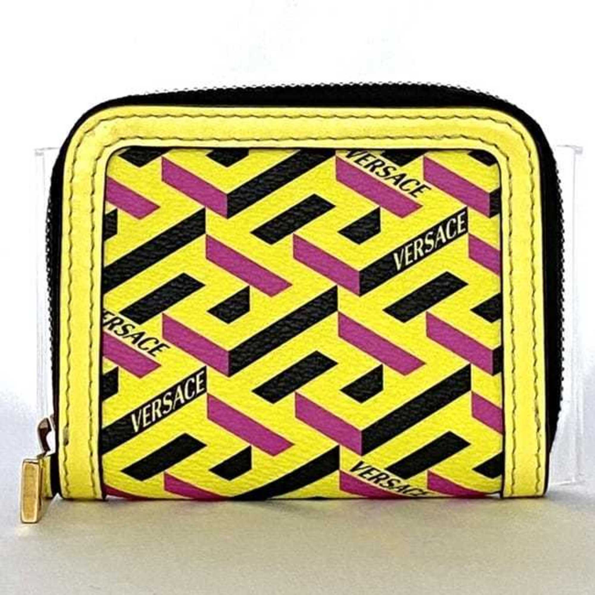 Versace Yellow Leather Coin Purse/Coin Case (Pre-Owned)