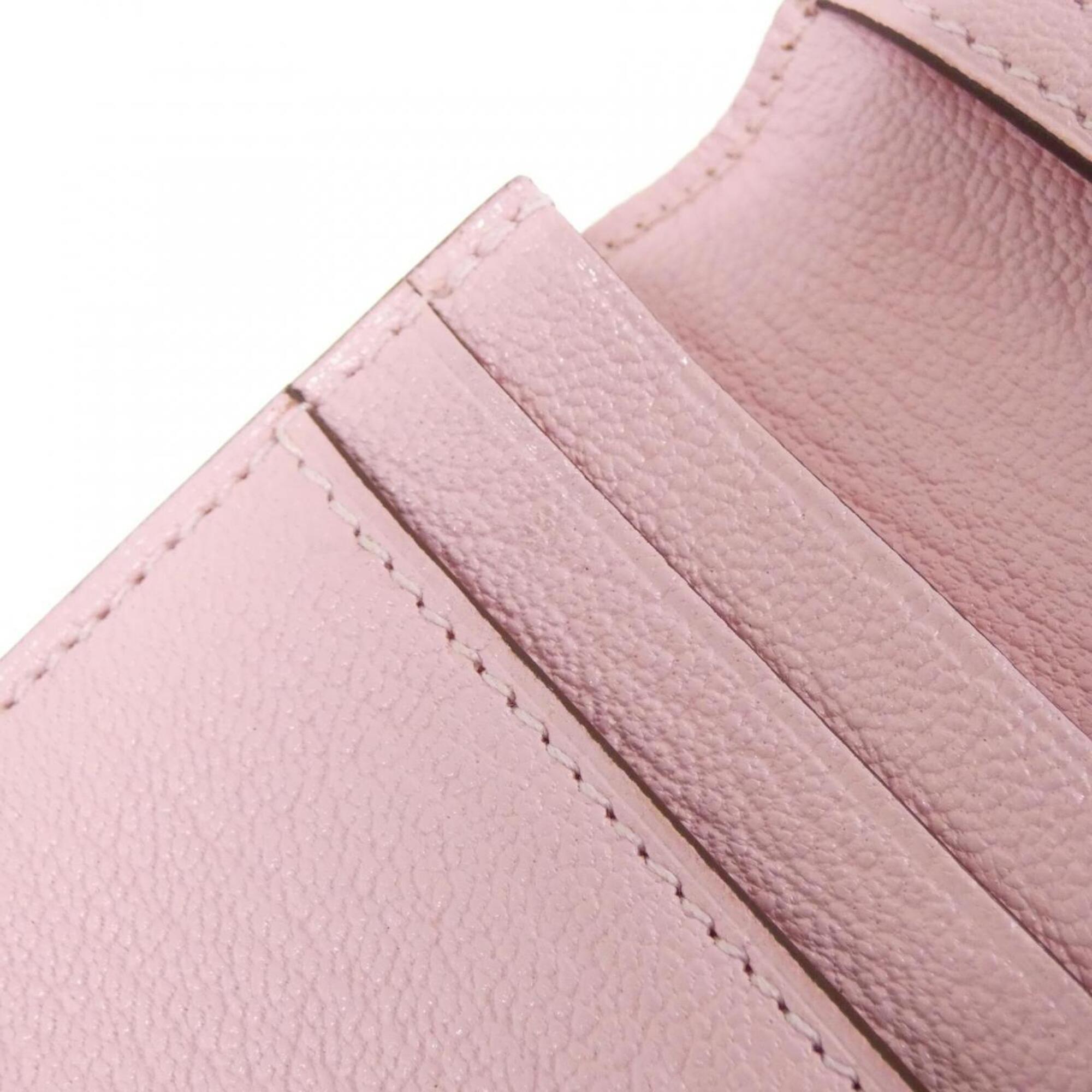 Hermes Rose Sakura Chevre Leather Long Wallet (Bi-Fold) (Pre-Owned)