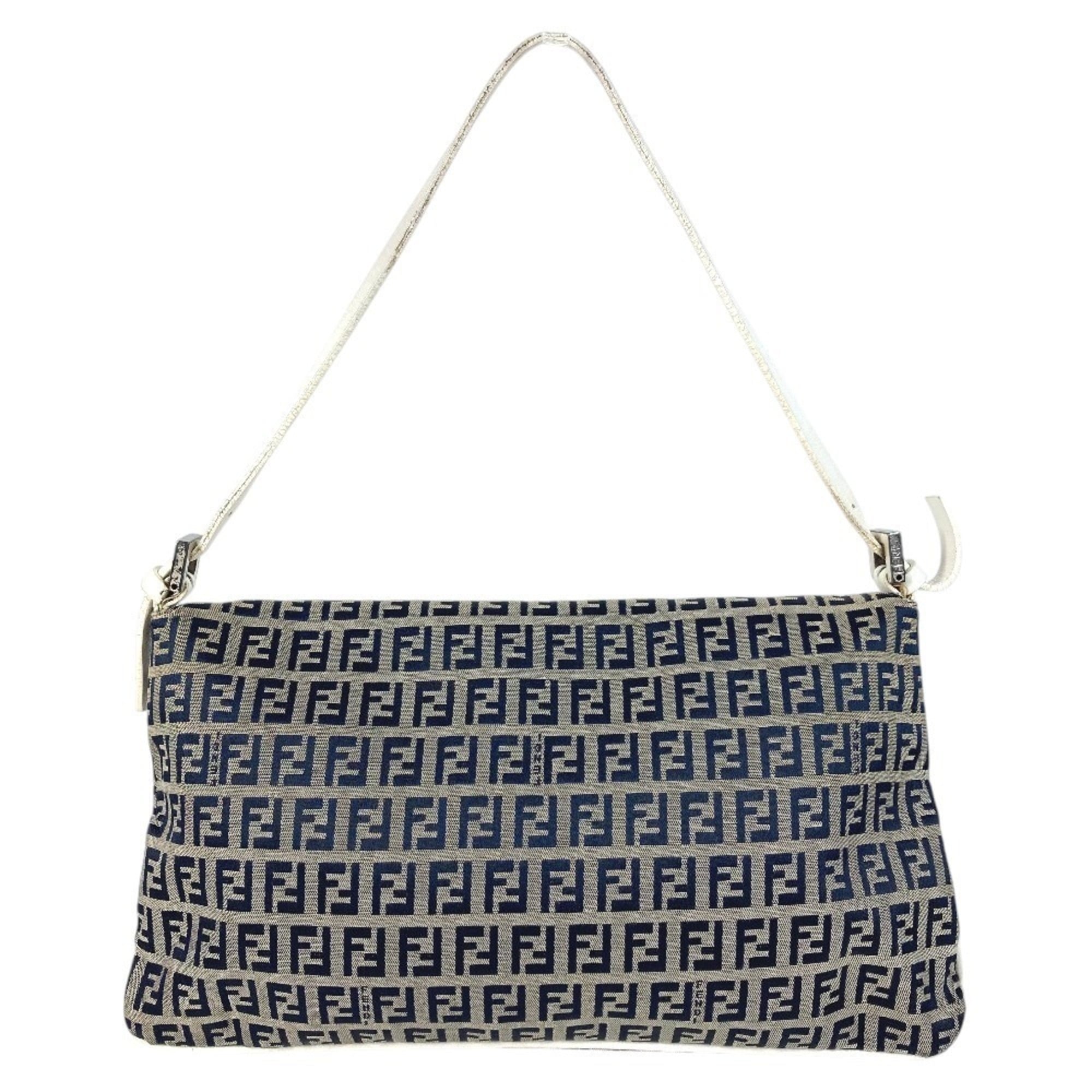 Fendi Navy White Zucchino Handbag Shoulder Bag (Pre-Owned)