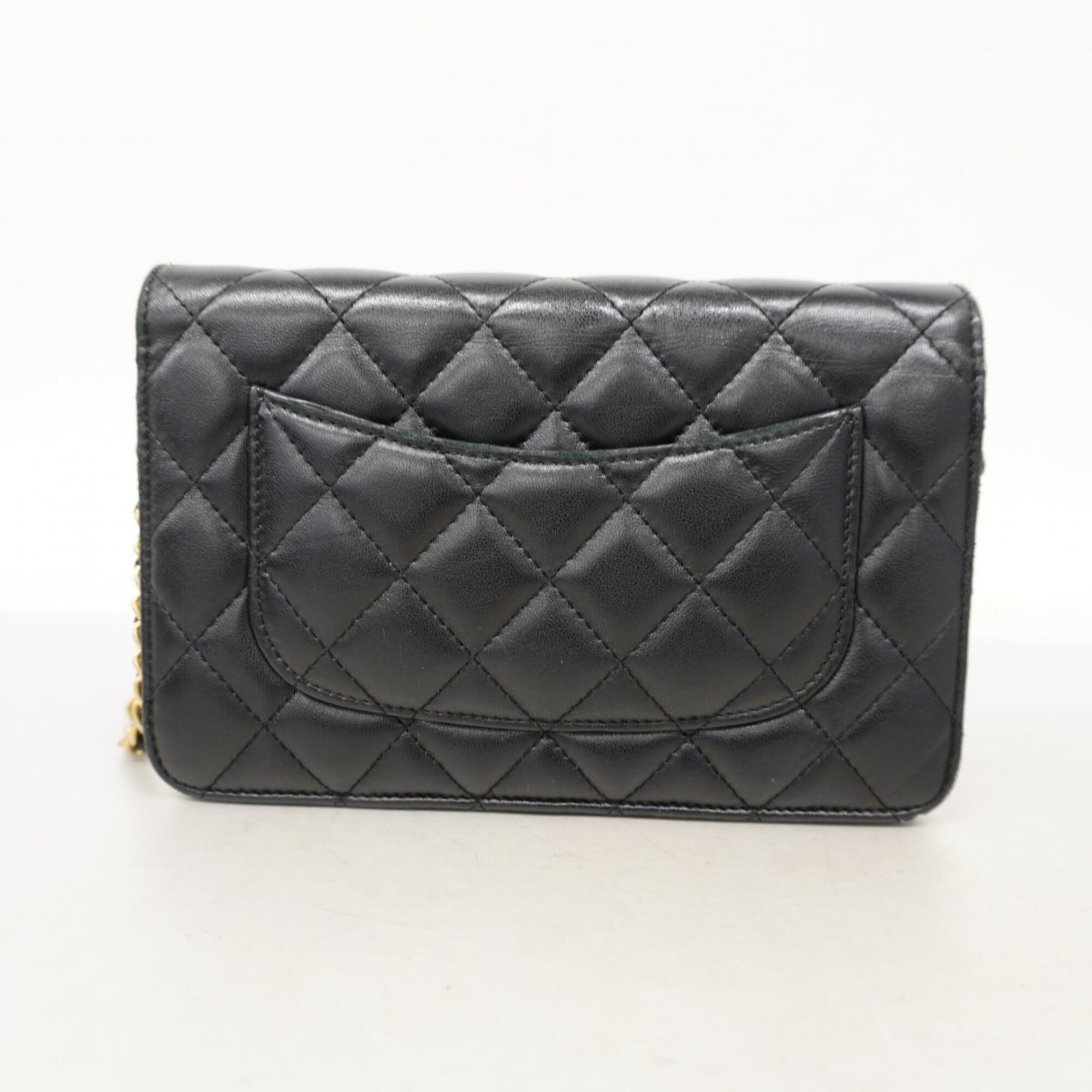 Chanel Black Leather Chain/Shoulder Wallet (Pre-Owned)