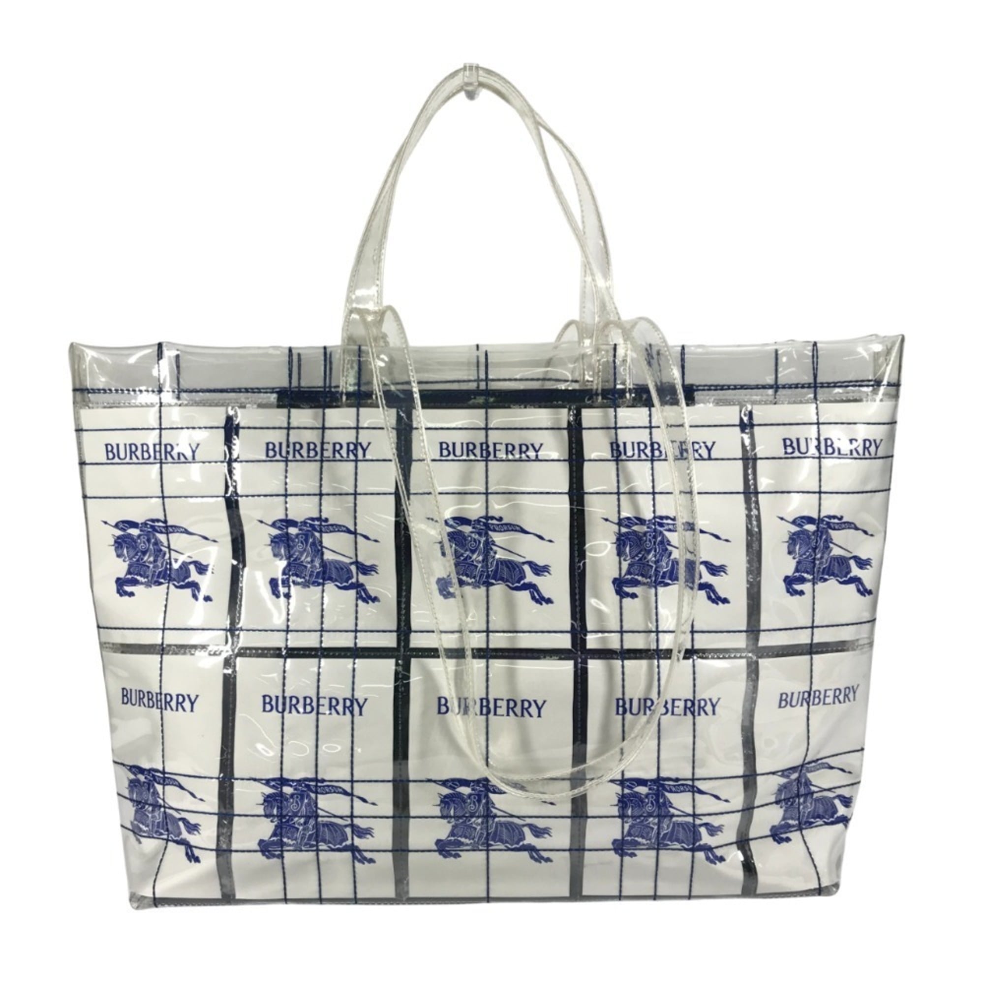 Burberry Blue Clear Yellow Vinyl Shoulder Bag Tote Bag (Pre-Owned)