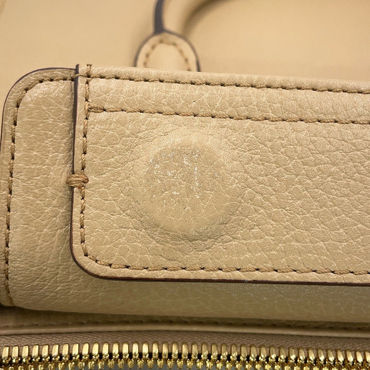 Mcm Visetos Beige Leather Handbag Tote Bag (Pre-Owned)