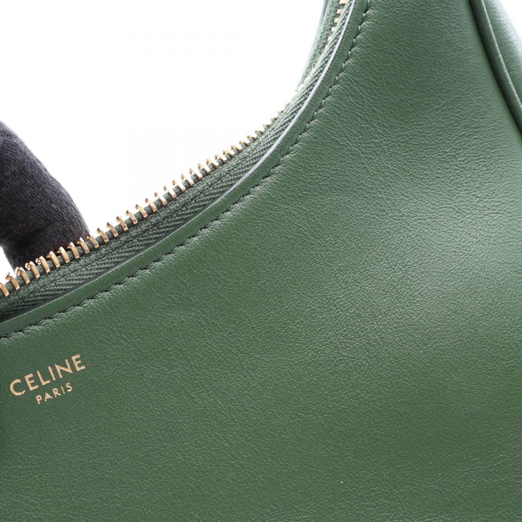 Celine Green Leather Handbag Shoulder Bag (Pre-Owned)