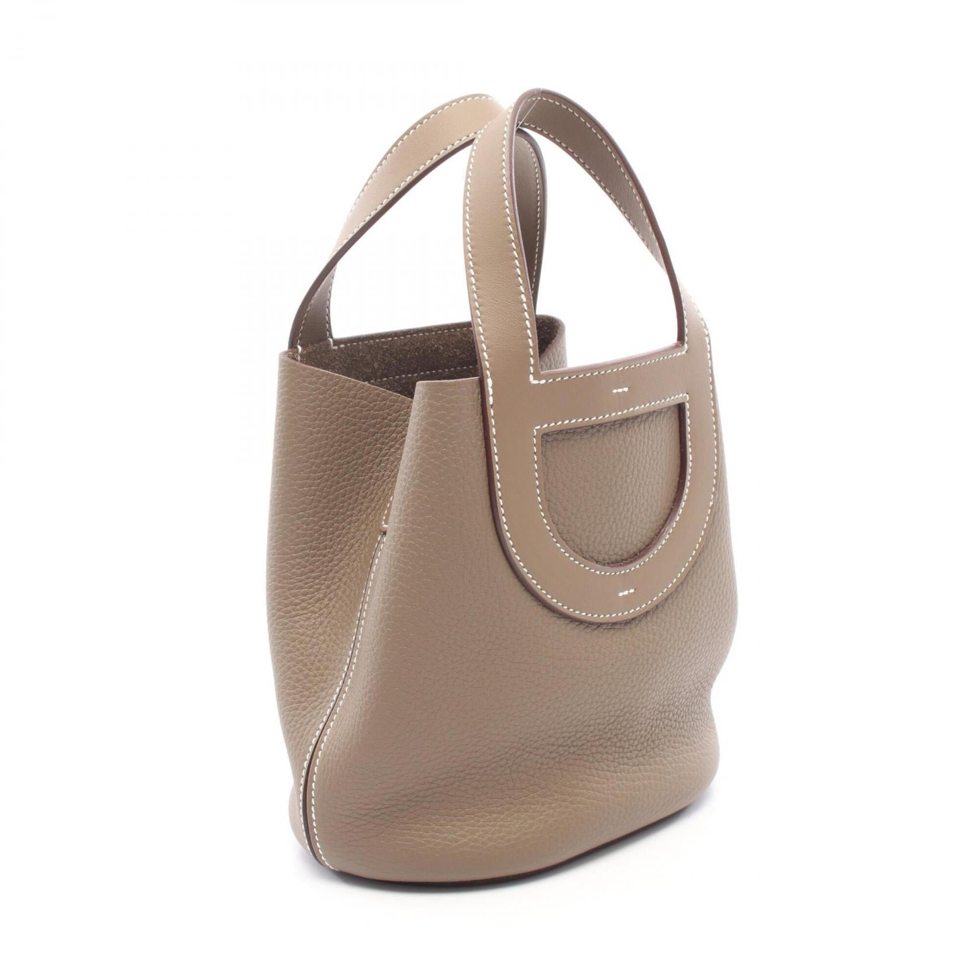 Hermes Etoupe Gray Gray Taurillon Clemence Leather Handbag (Pre-Owned)