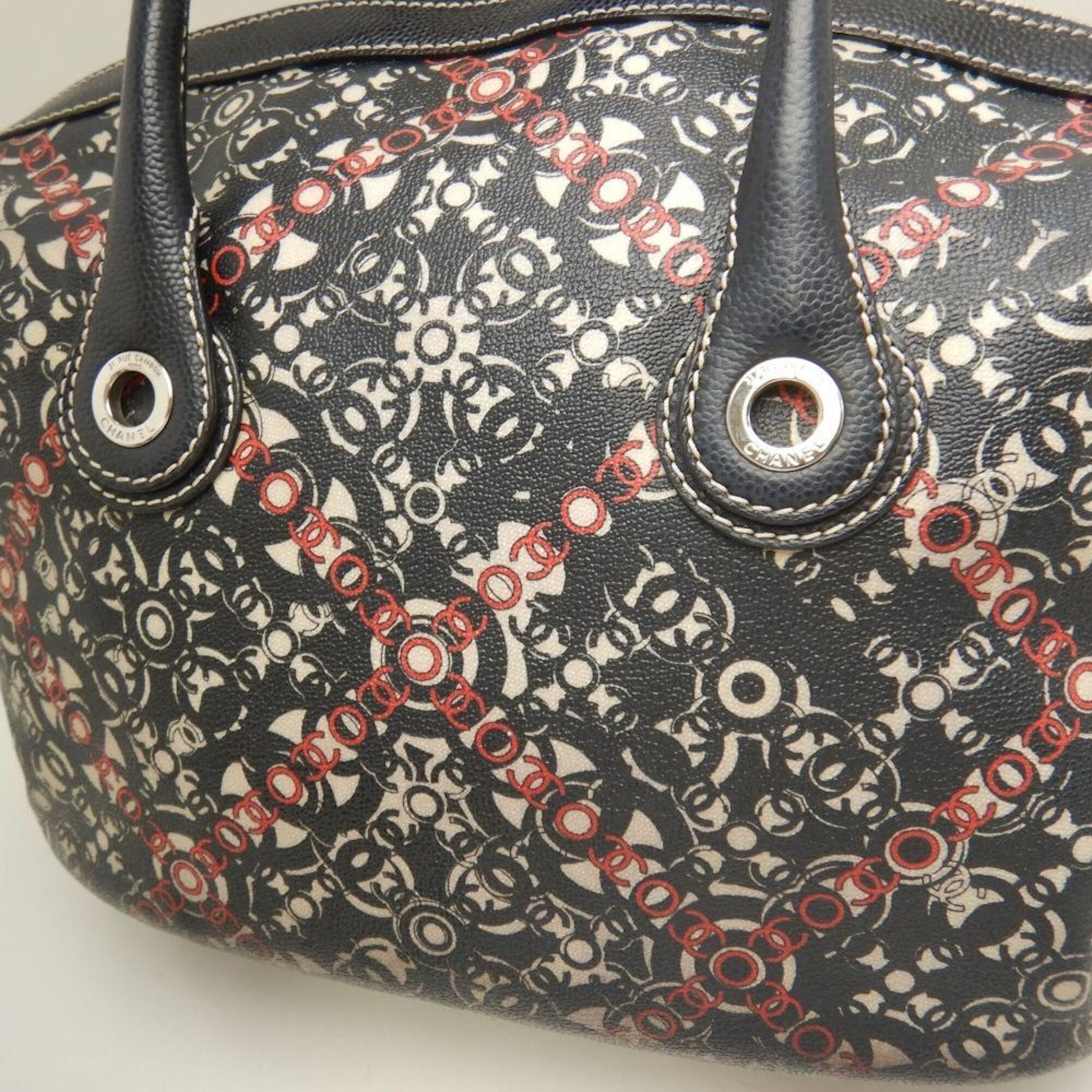 Chanel Black Coated Canvas Boston Bag (Pre-Owned)