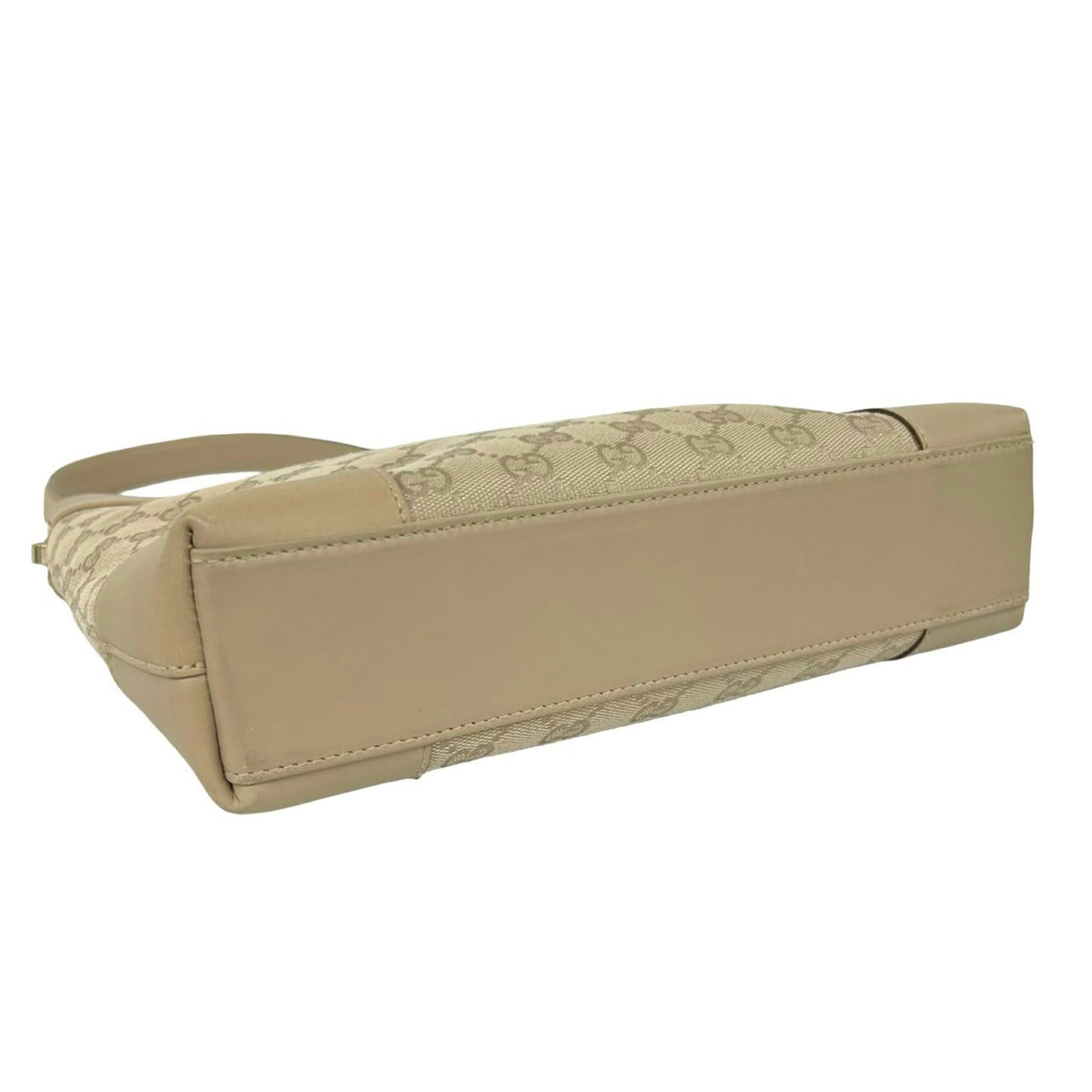 Gucci Beige Canvas Leather Handbag Shoulder Bag Tote Bag (Pre-Owned)