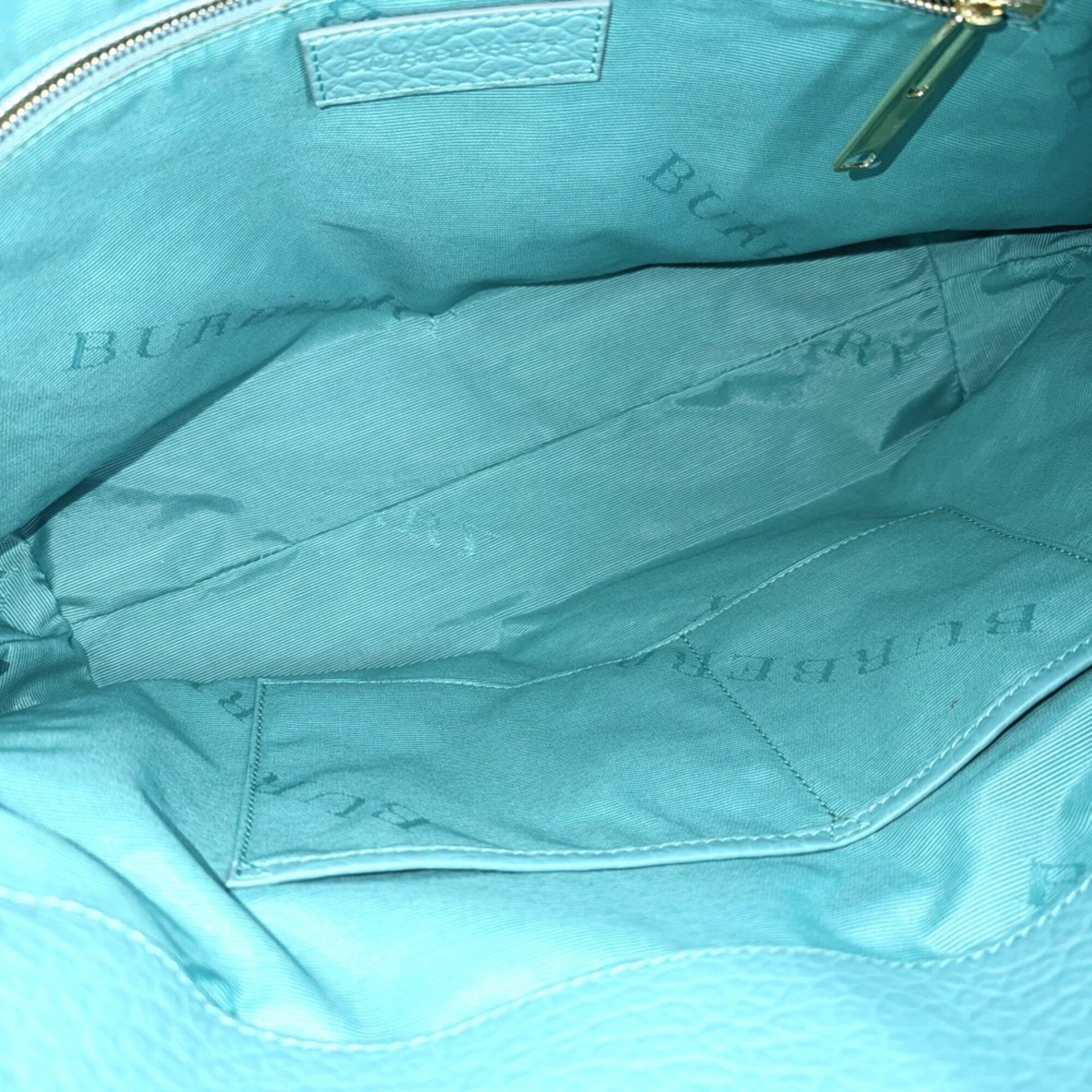 Burberry Blue Turquoise Leather Shoulder Bag Tote Bag (Pre-Owned)