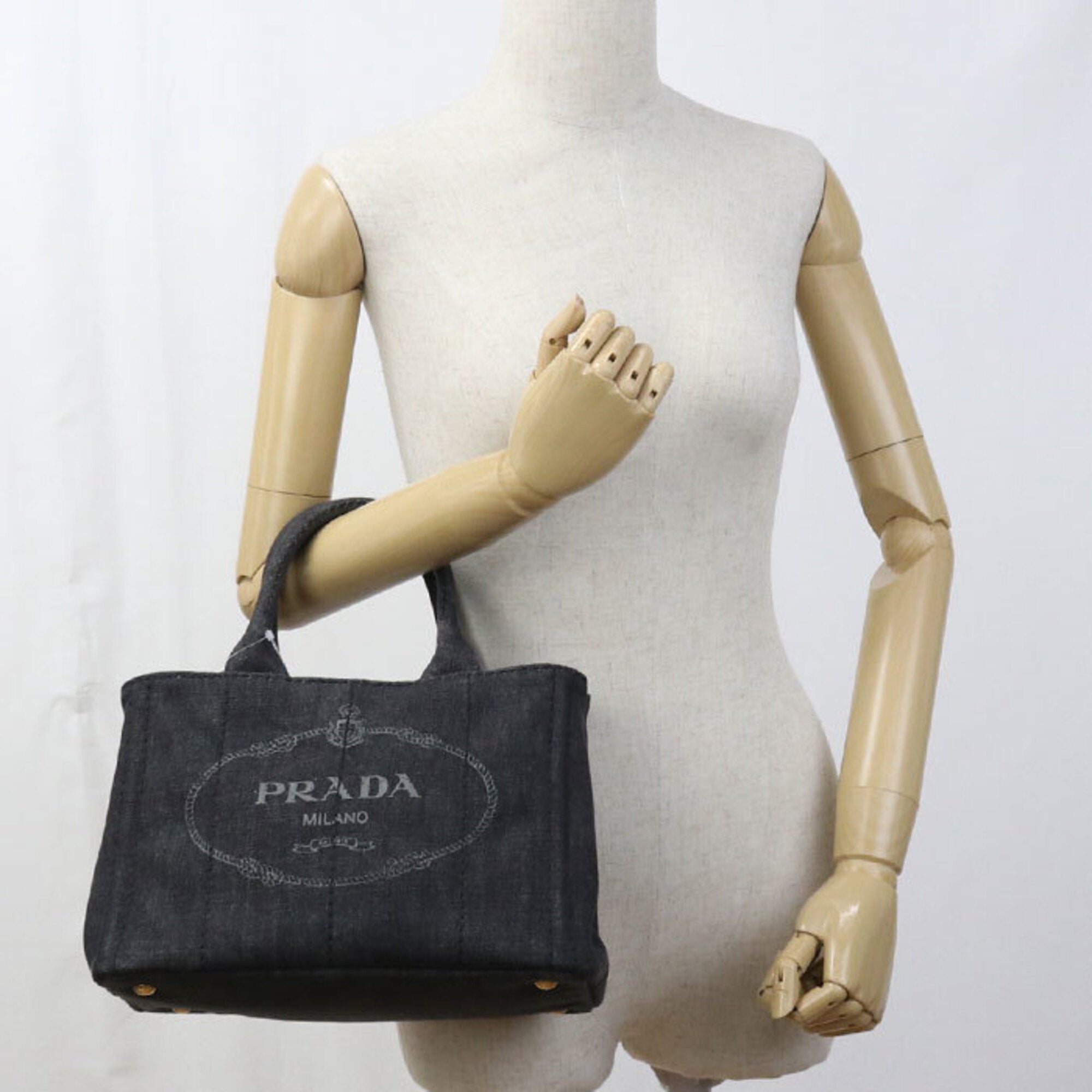 Prada Black Cotton Canvas Tote Bag (Pre-Owned)