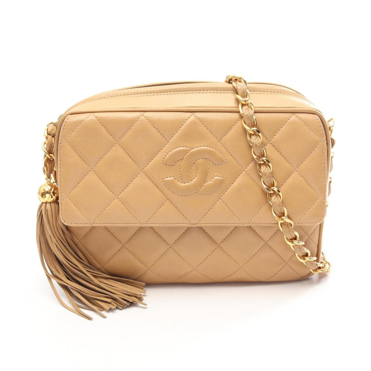 Chanel Beige Leather Handbag Shoulder Bag (Pre-Owned)