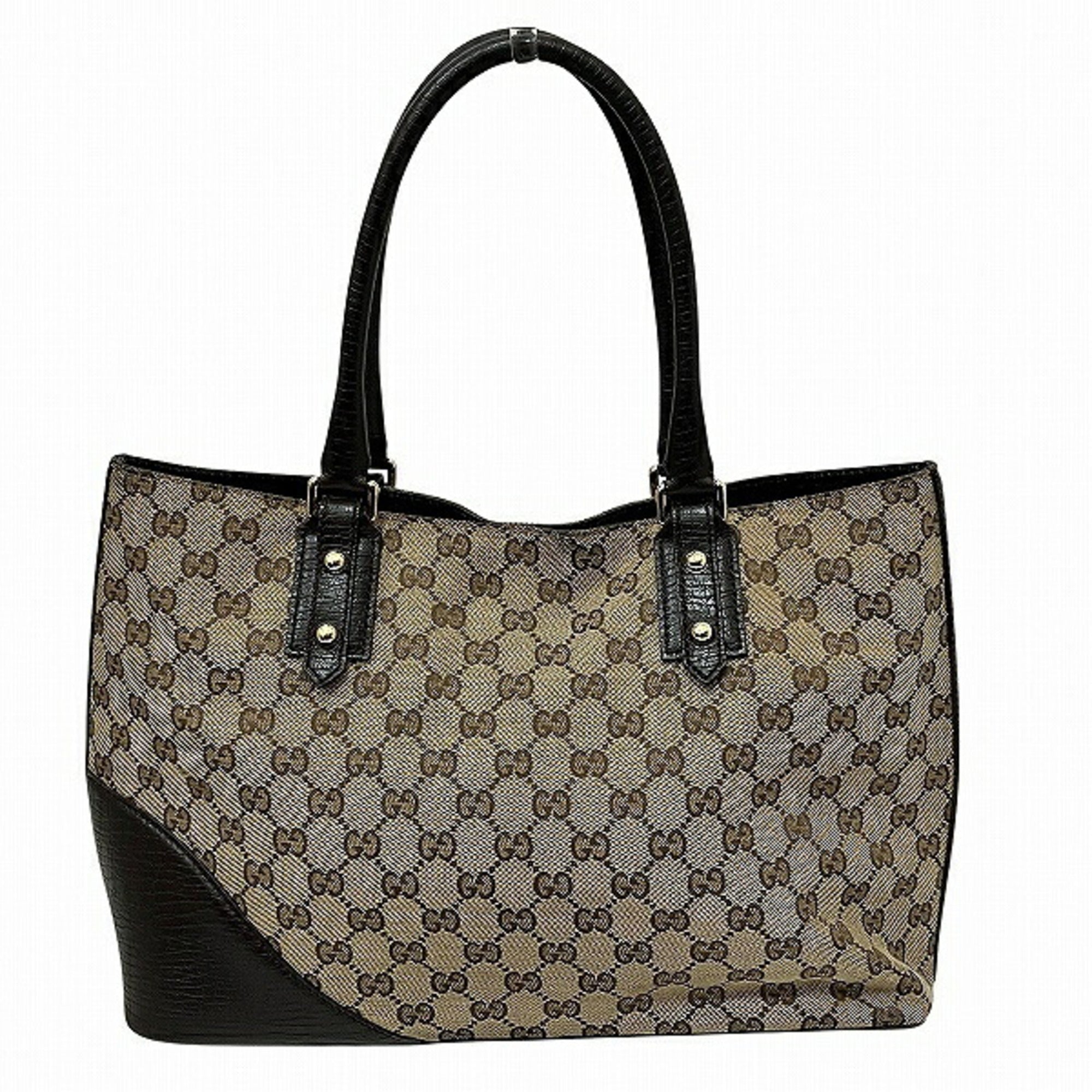 Gucci Horsebit Brown Gg Canvas Leather Handbag Tote Bag (Pre-Owned)