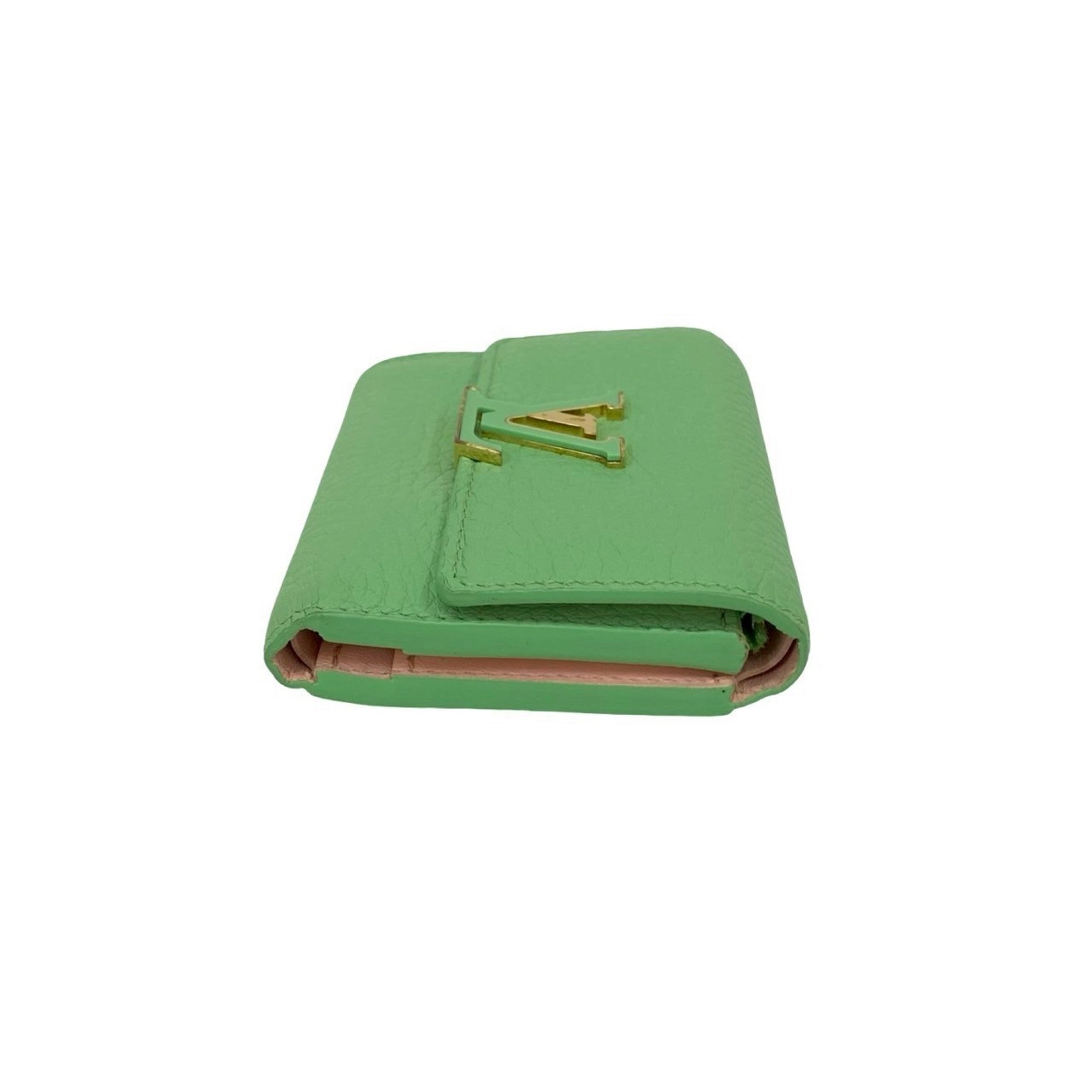 Louis Vuitton Green Pink Leather Wallet (Tri-Fold) (Pre-Owned)