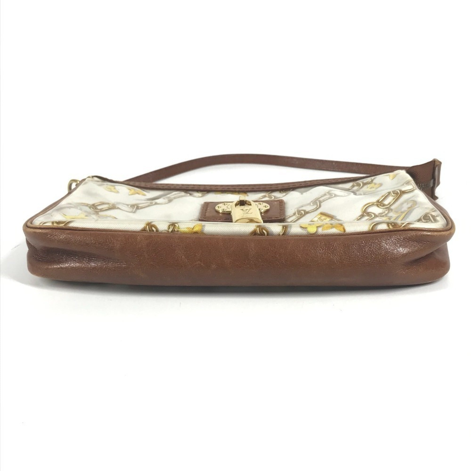 Louis Vuitton Brown White Vinyl Leather Handbag Pouch Shoulder Bag (Pre-Owned)